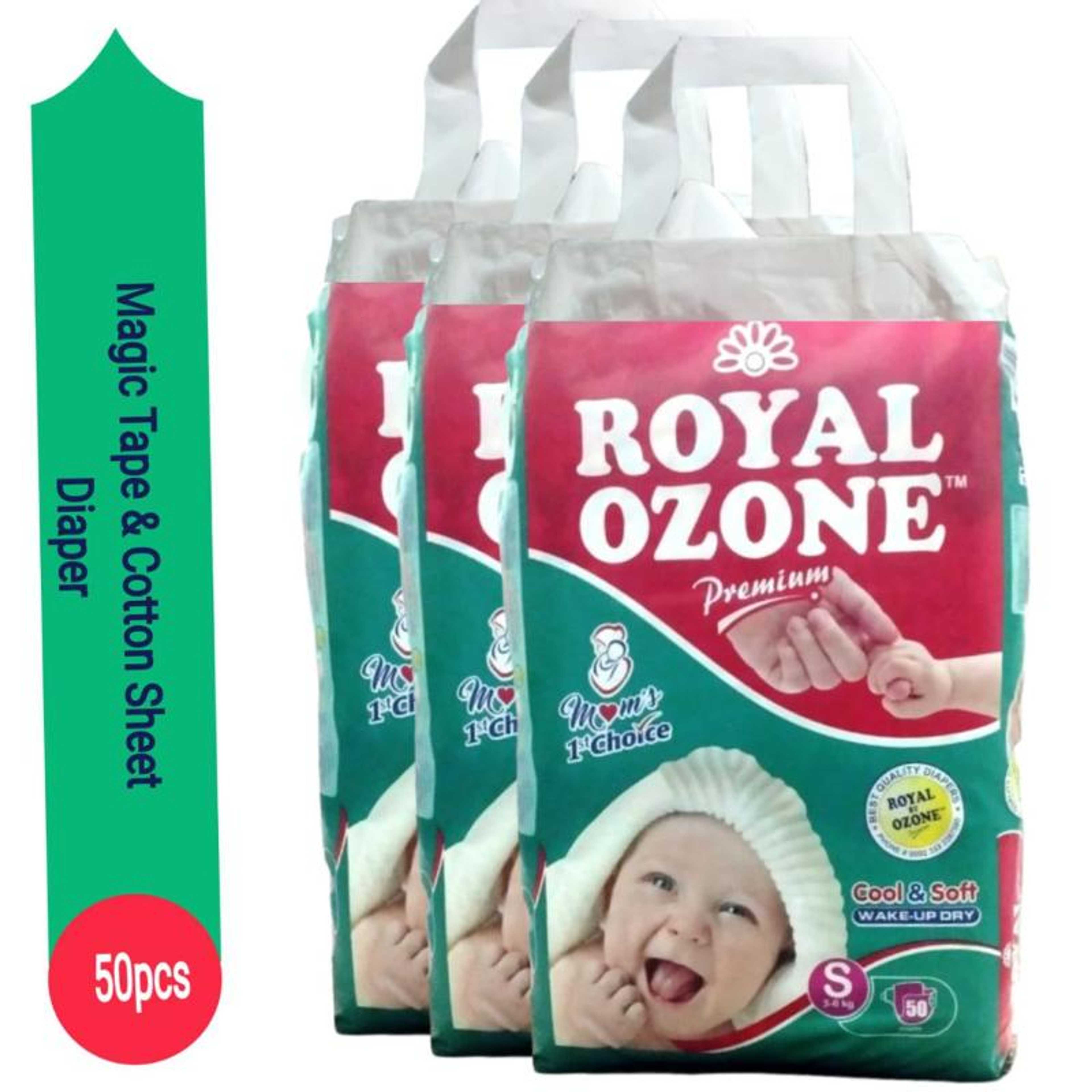 ROYAL Ozone Baby Diaper - Small Size - 3-6kg - Pack of 3 - each pack 50pcs