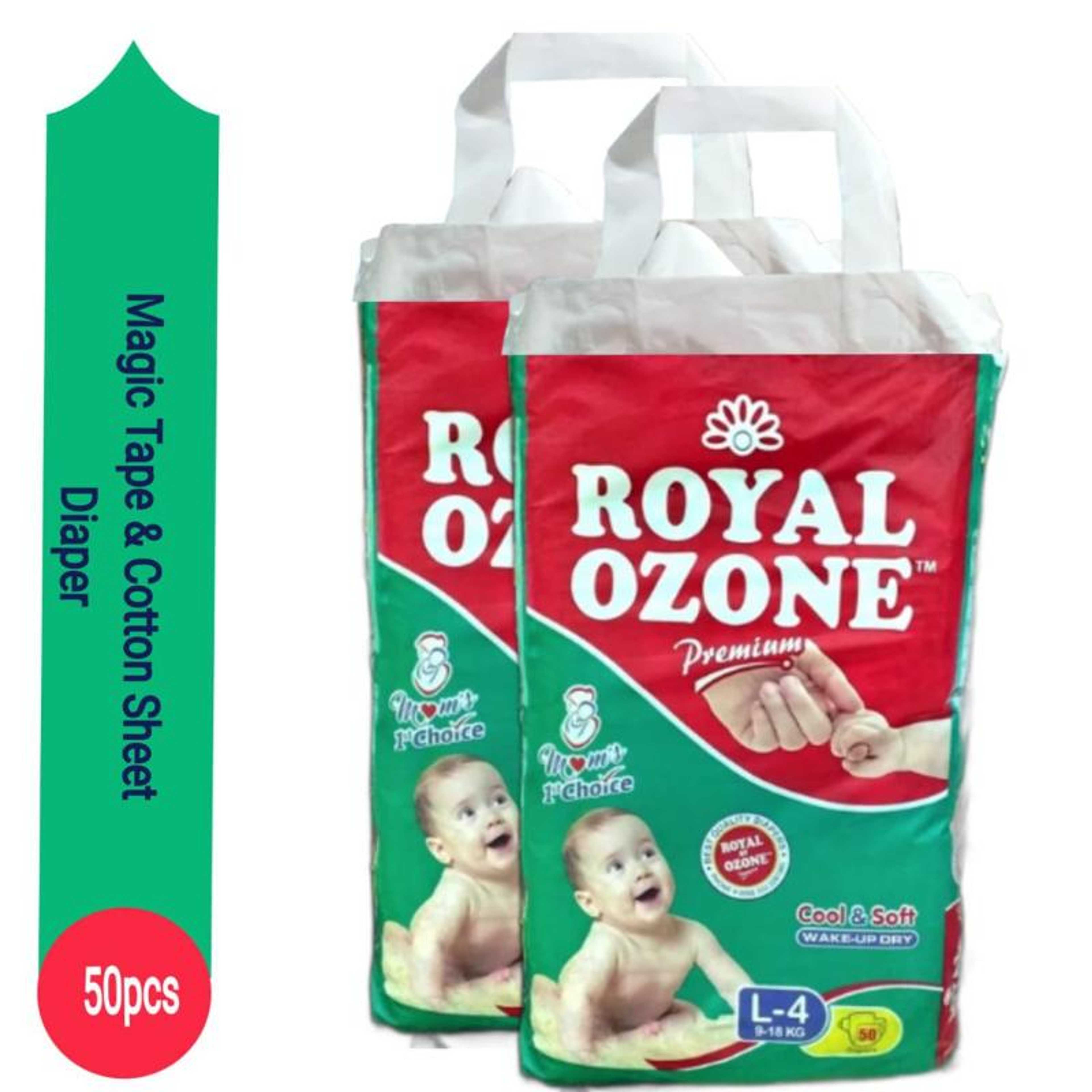 ROYAL Ozone Baby Diaper - Large Size 4 - Pack of 2 - 9-18kg - 50pcs Each Pack