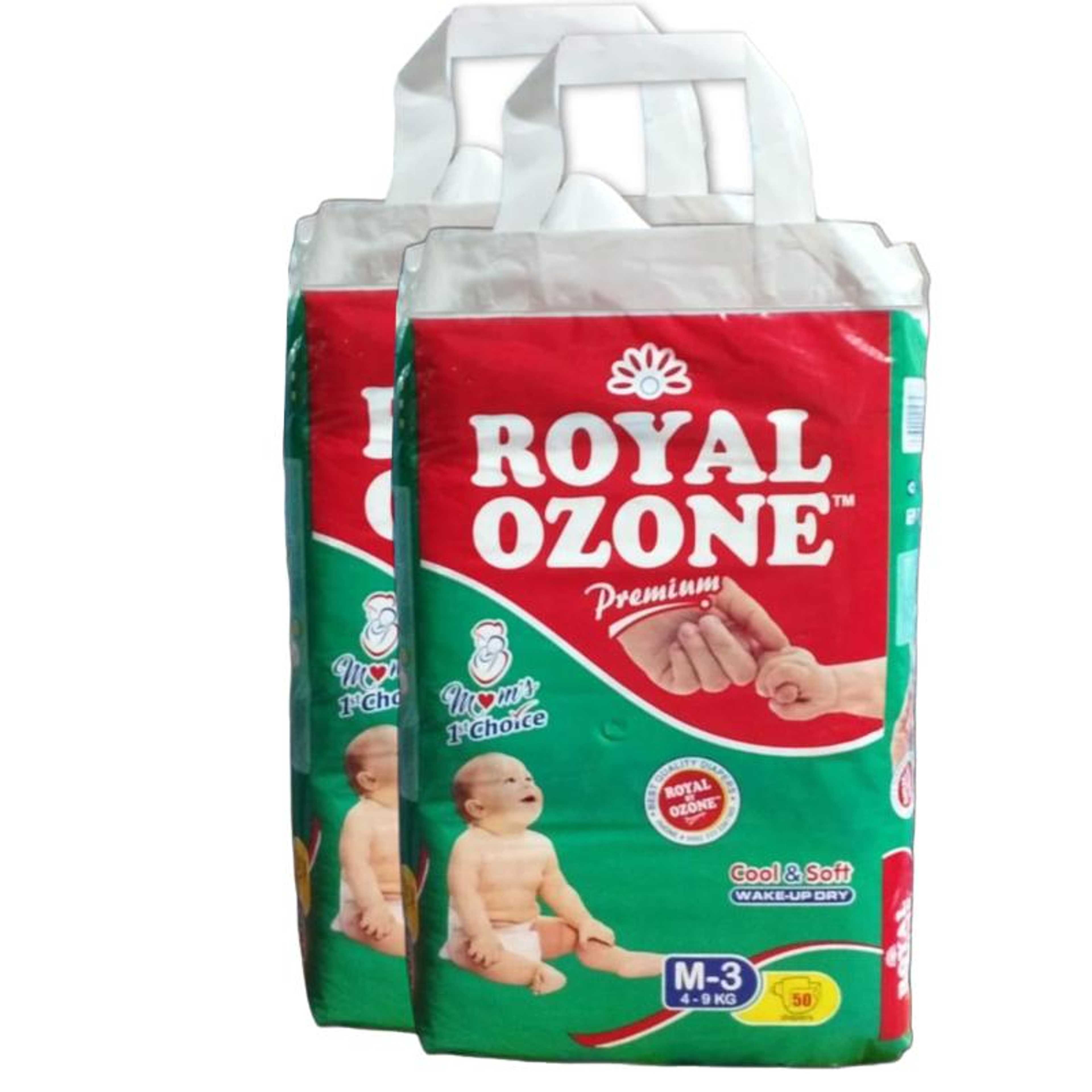 ROYAL Ozone Baby Diaper - Medium Size 3 - (PACK OF 2) - 4-9kg - Each pack 50pcs