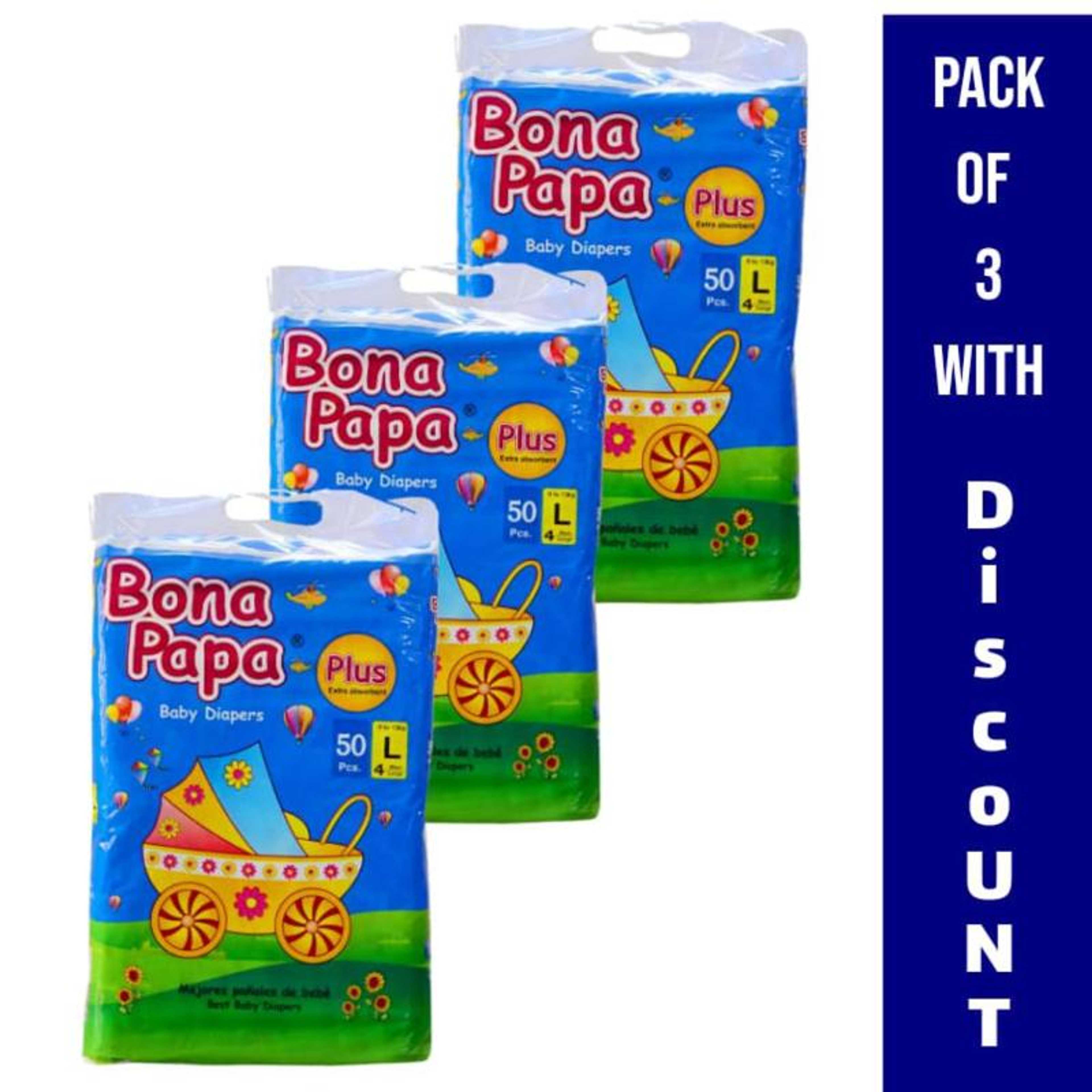 Bona Papa Plus Baby Diapers Large Size - Pack of 3