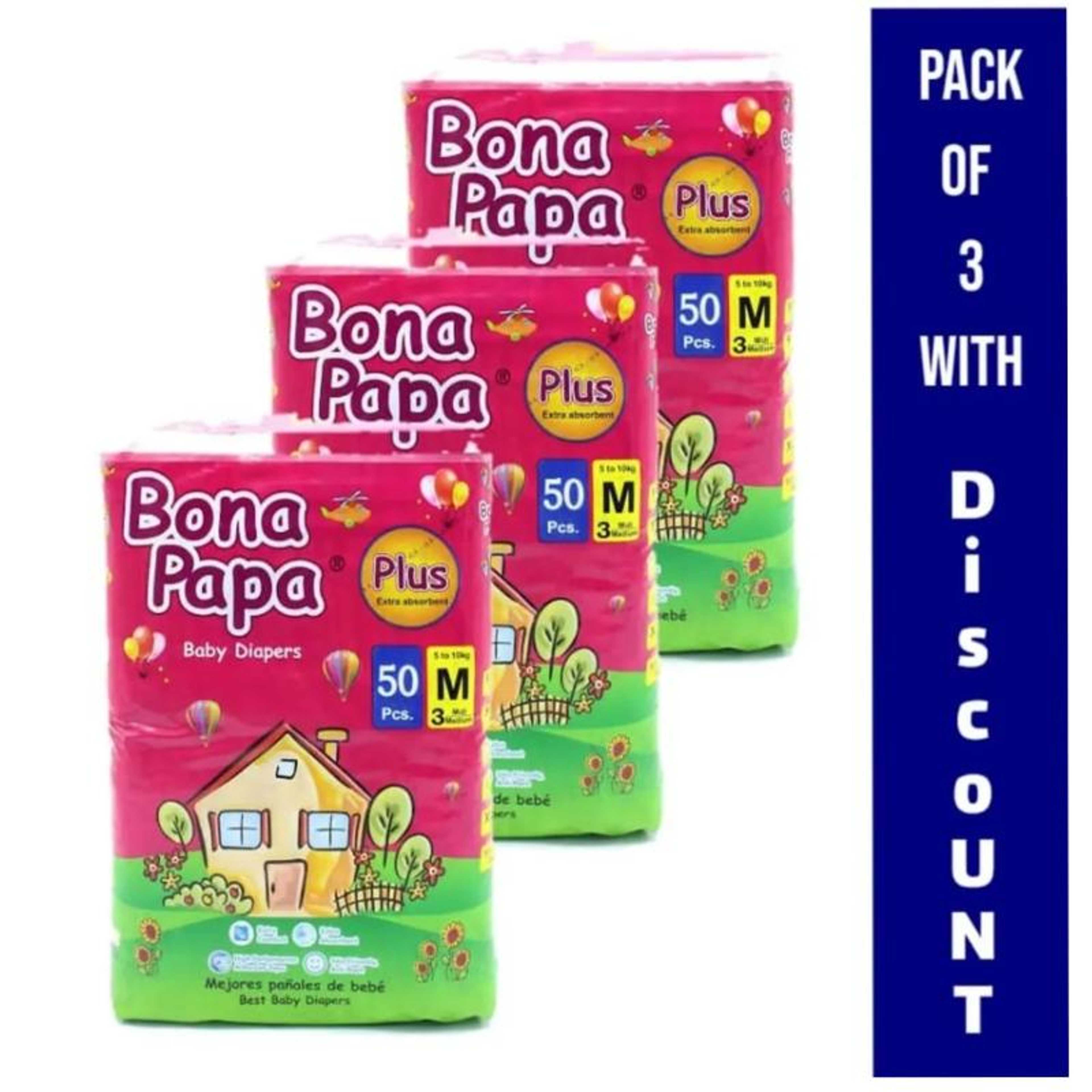 Bona Papa Plus Baby Diaper Medium Size Pack of 3 with Discount