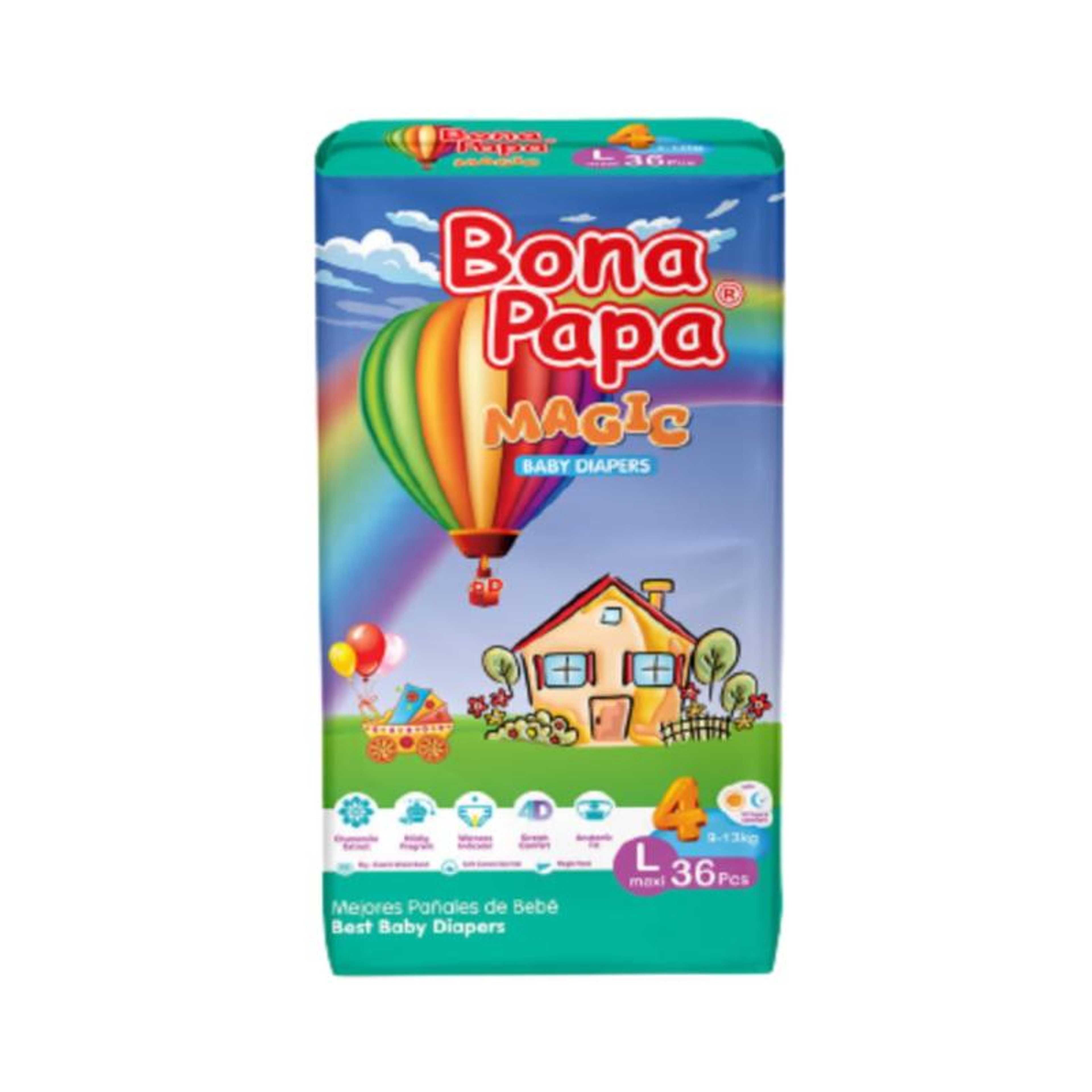 Bona Papa Magic Baby Diaper LARGE Size -  Economy pack - 36pcs