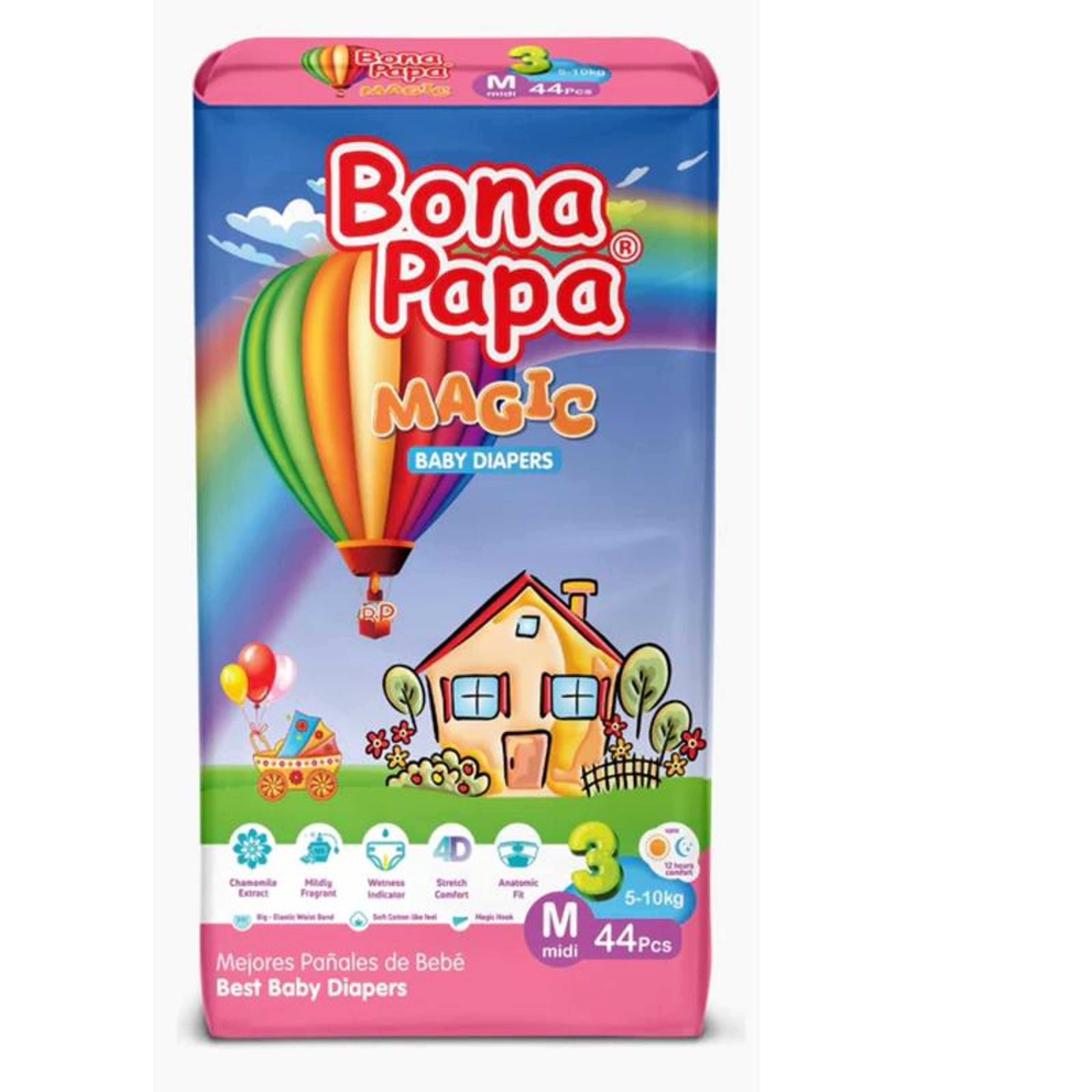 Bona Papa Magic Baby Diaper MEDIUM Size -  Economy pack - 44pcs