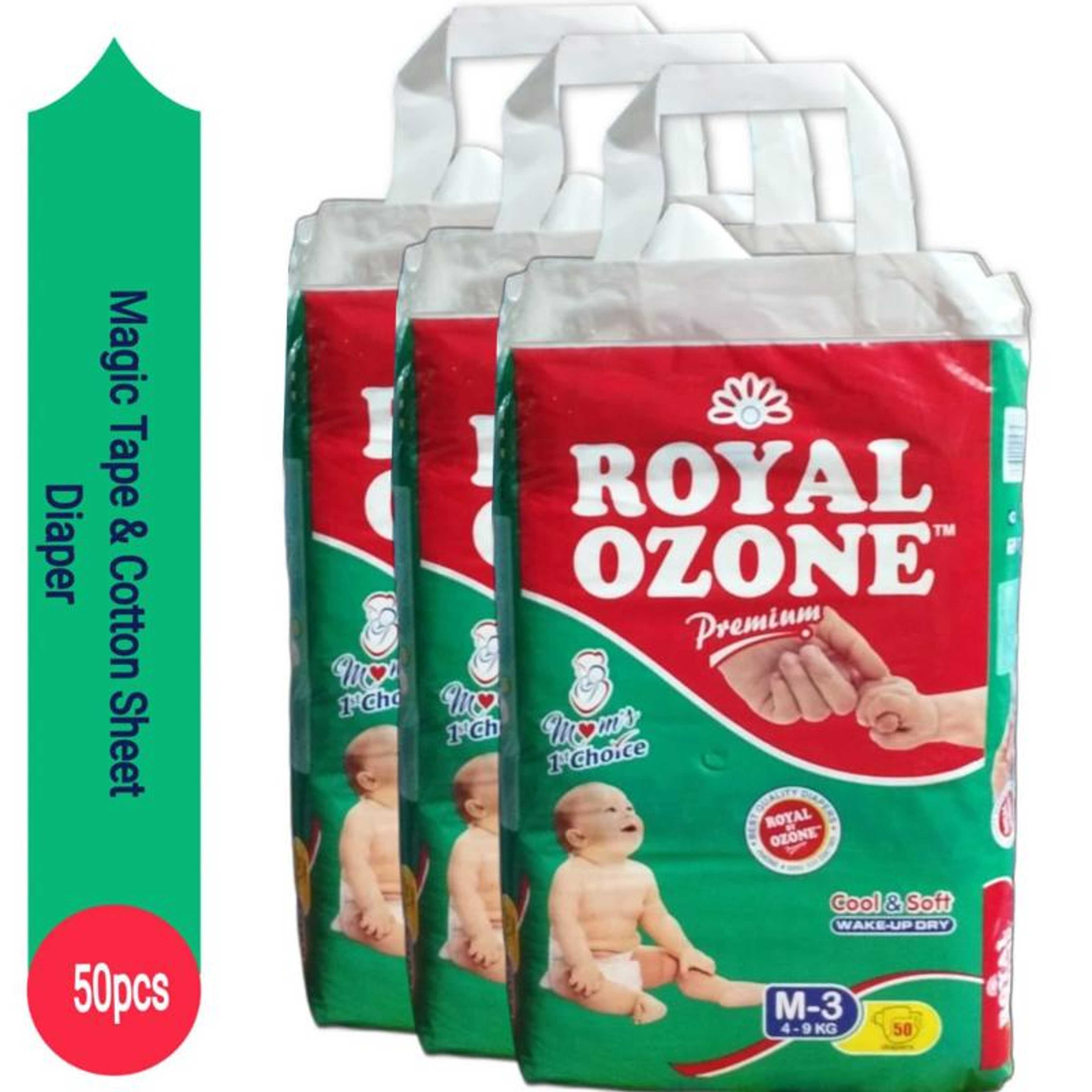 ROYAL Ozone Baby Diaper - Medium Size 3 - (PACK OF 3) 4-9kg - Each Pack 50pcs