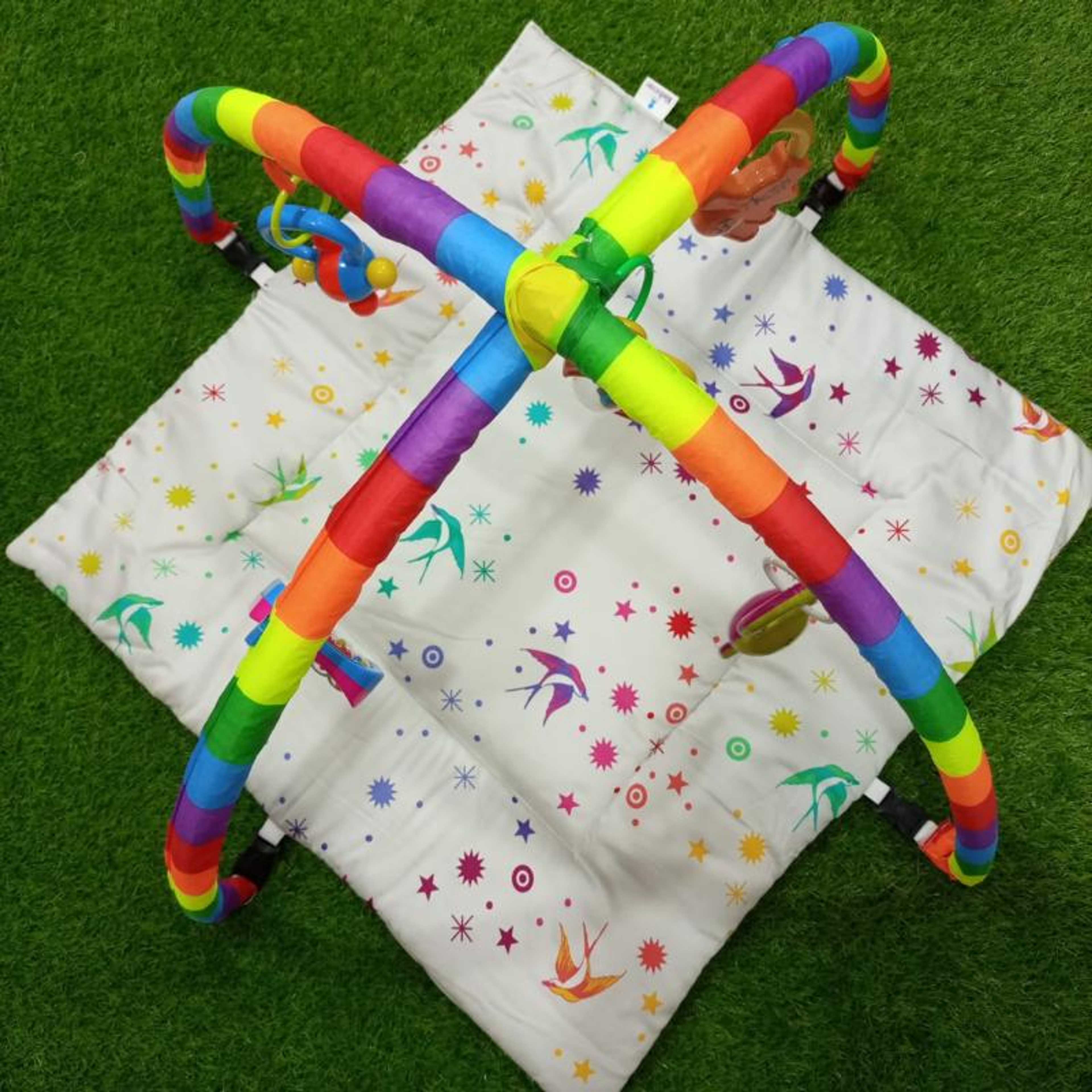 Baby Play Gym Mat, Tummy Time Activity Mat with Detachable Toys