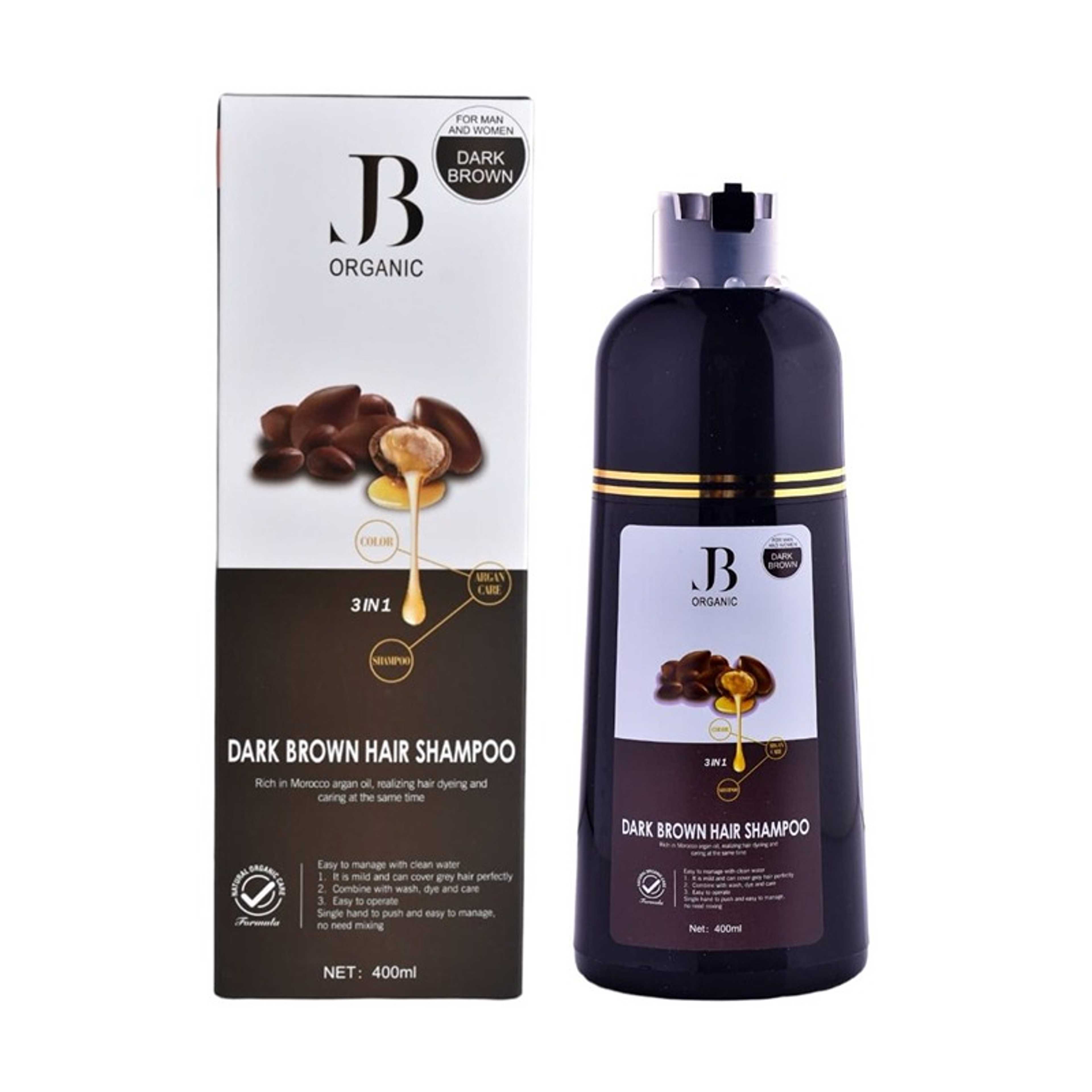 JB ORGANIC-JB Argan Oil Hair Color Shampoo Dark Brown 3 In 1  400 ML - Product Main Image