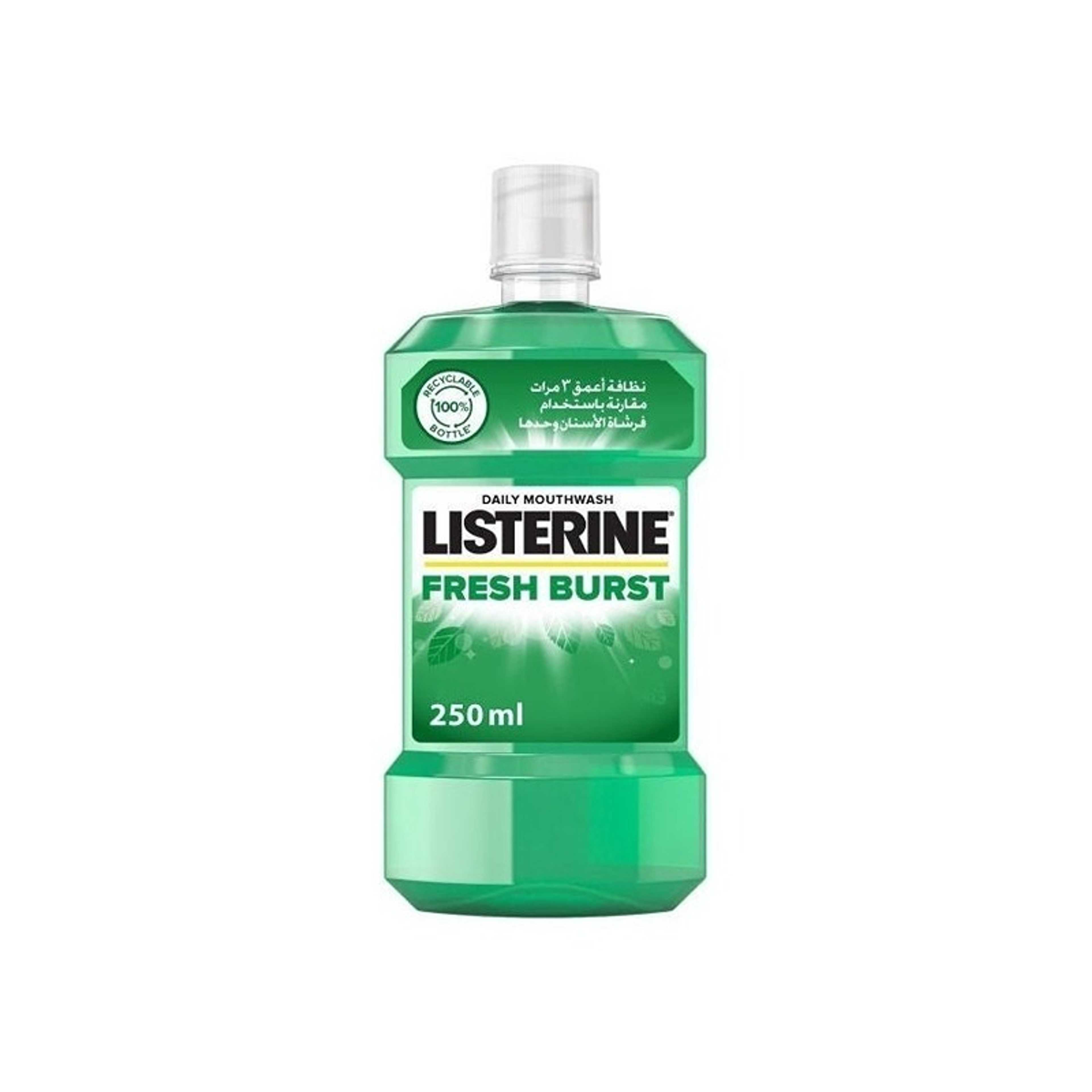 Listerine-Fresh Burst Daily Mouthwash With Germ Killing Oral Care Formula To Reduce Plaque 250ml - Product Main Image