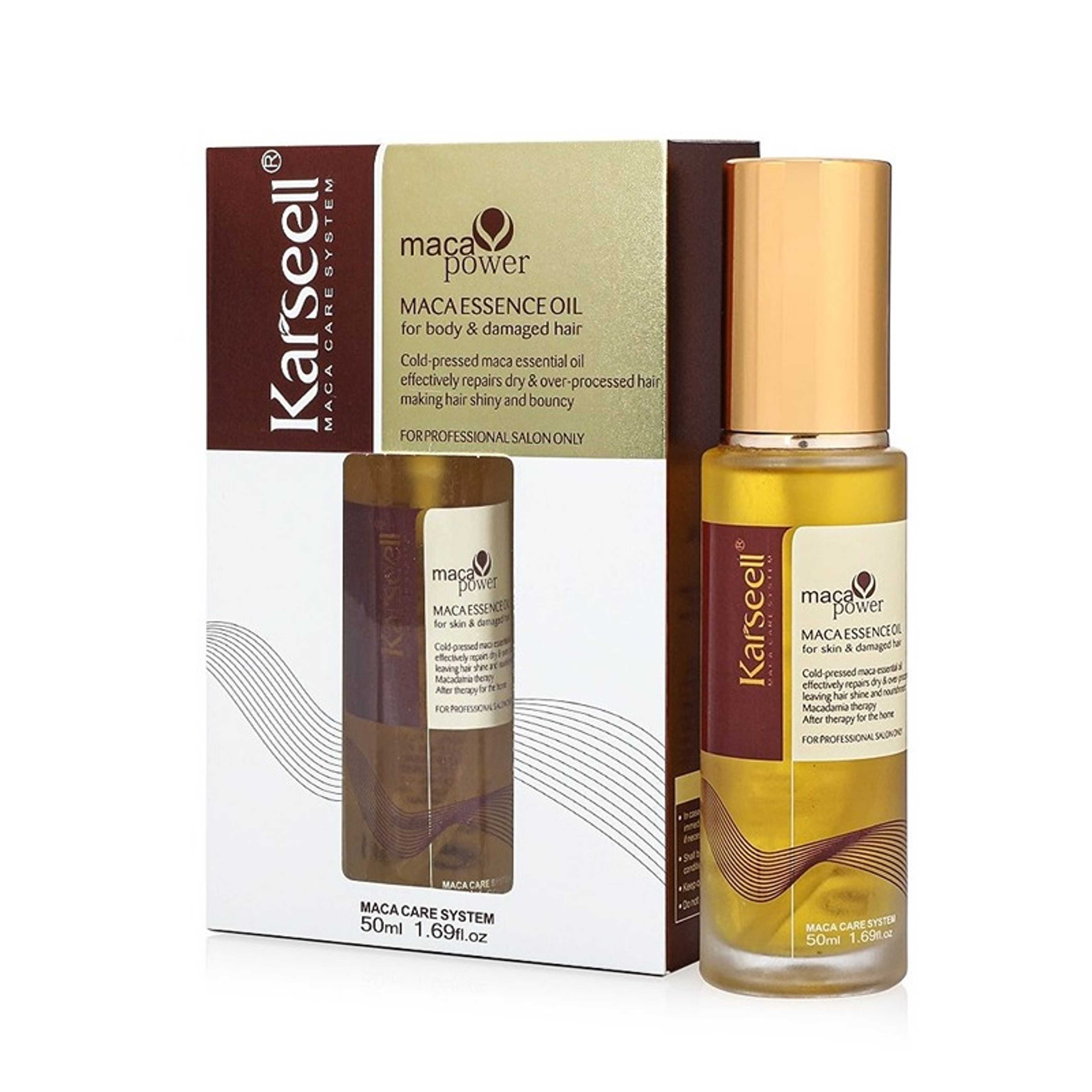 Karseell-Maca Essence Oil For Body , Damaged Hair for Hair Healing Cold Pressed Weightless Argan Oil Hair Serum for Dry Damaged Hair 50ml - Product Main Image
