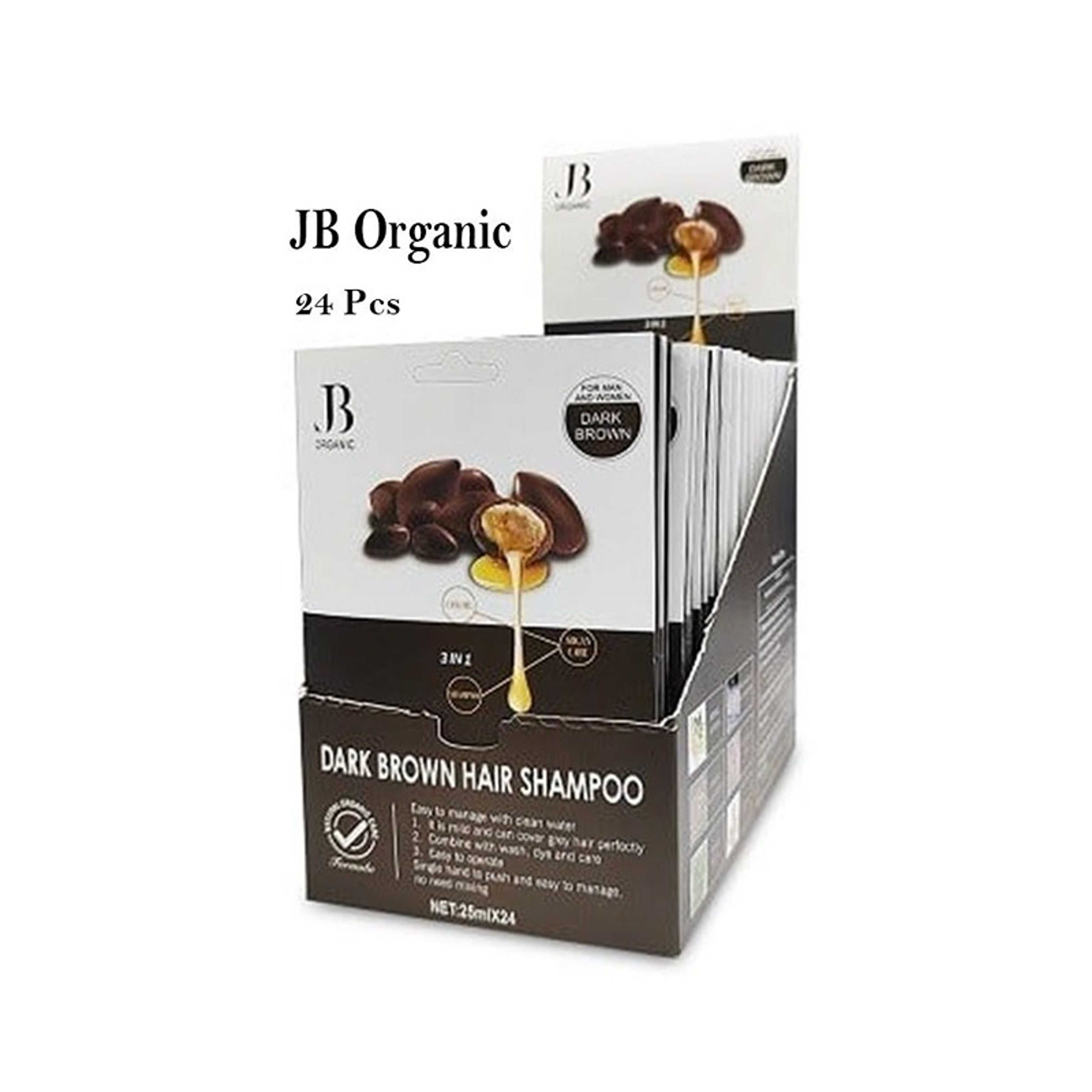 JB ORGANIC-24-Piece JB Organic Savings Box of Shampoo, 25ml Dark Brown - Product Main Image