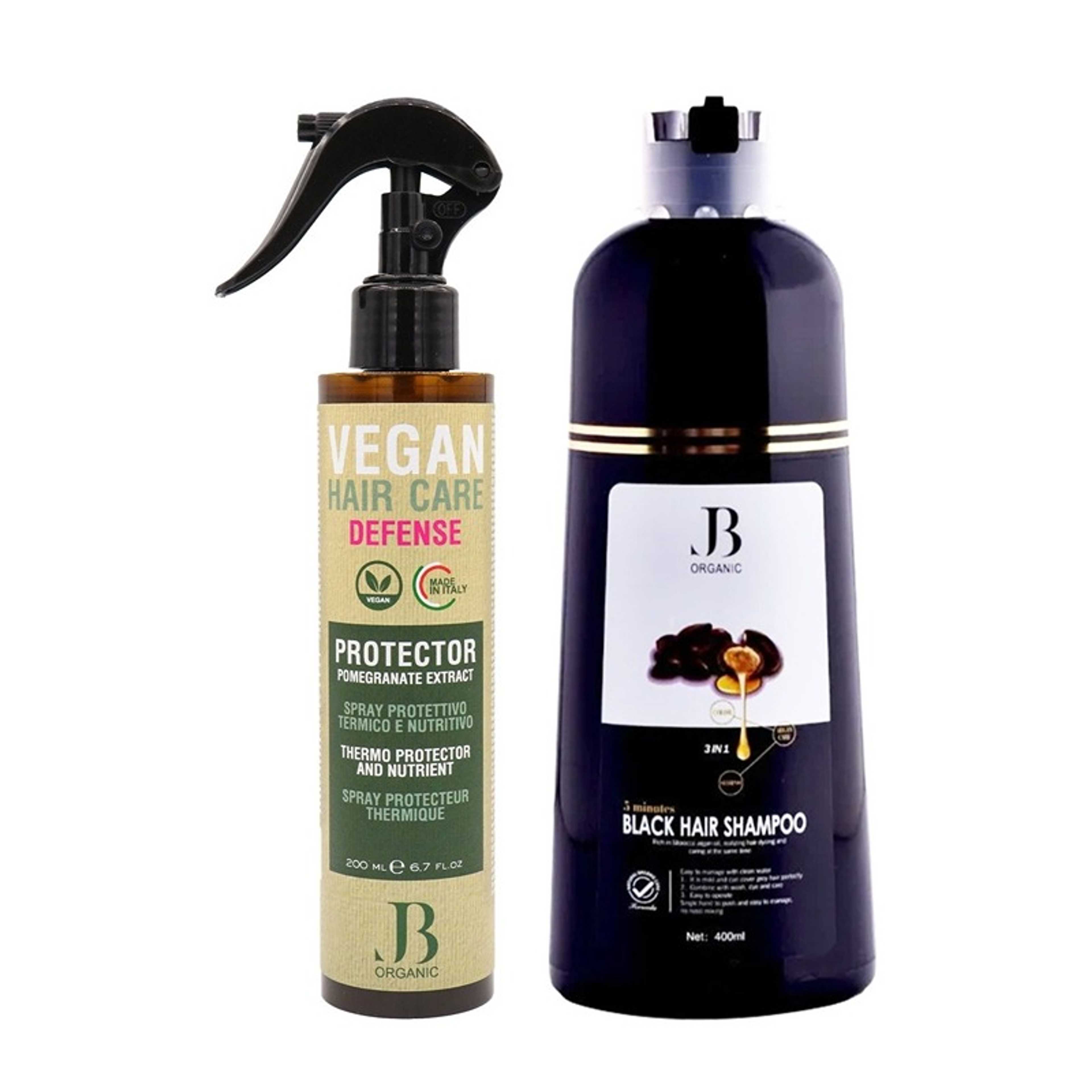 JB ORGANIC-JB Organic Dye Shampoo with Argan Oil 400ml Black & Jb Vegan Hair Care 200ml - Product Main Image
