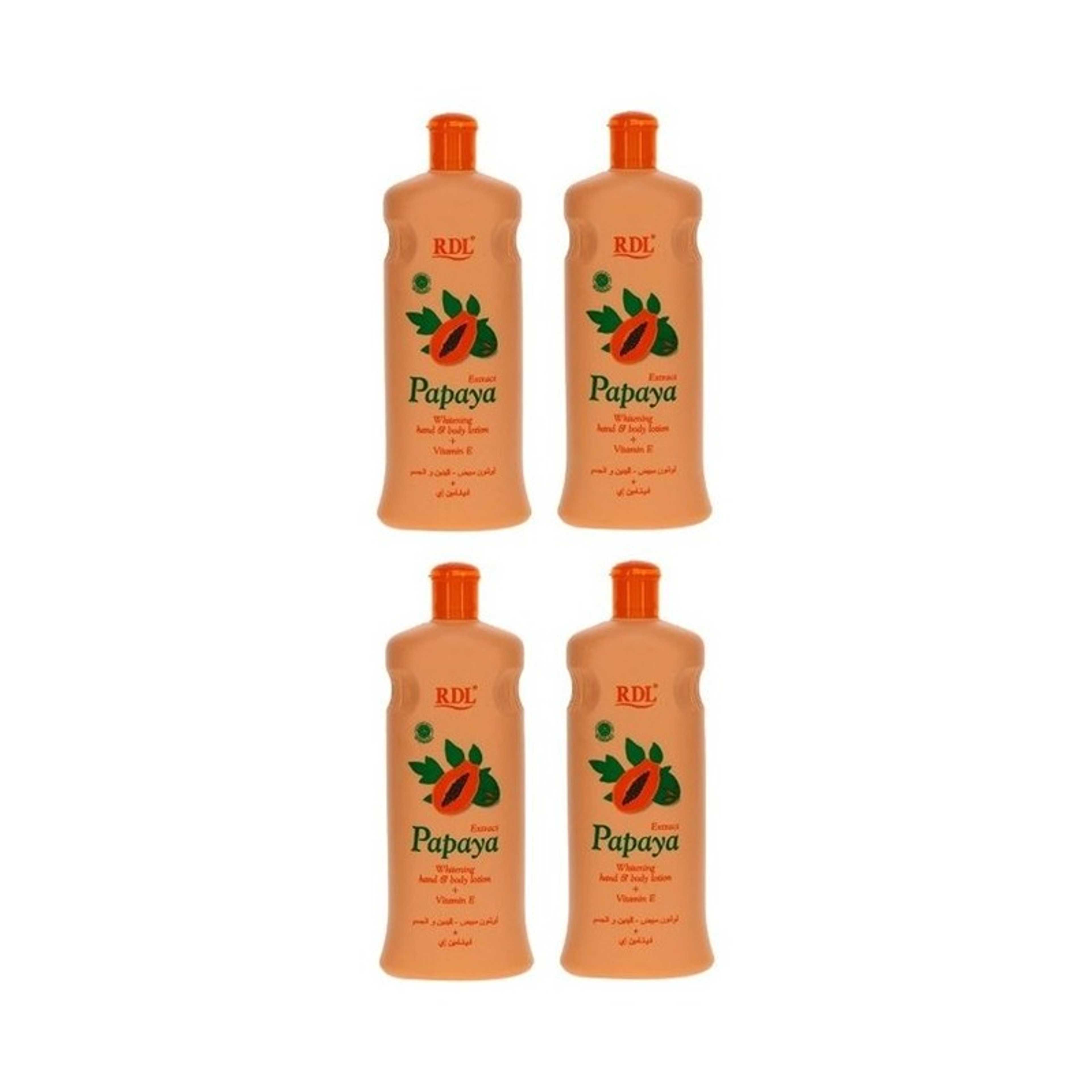 RDL-Pack of 4 Extract Papaya Whitening Hand and Body Lotion + Vitamin E 600ml - Product Main Image