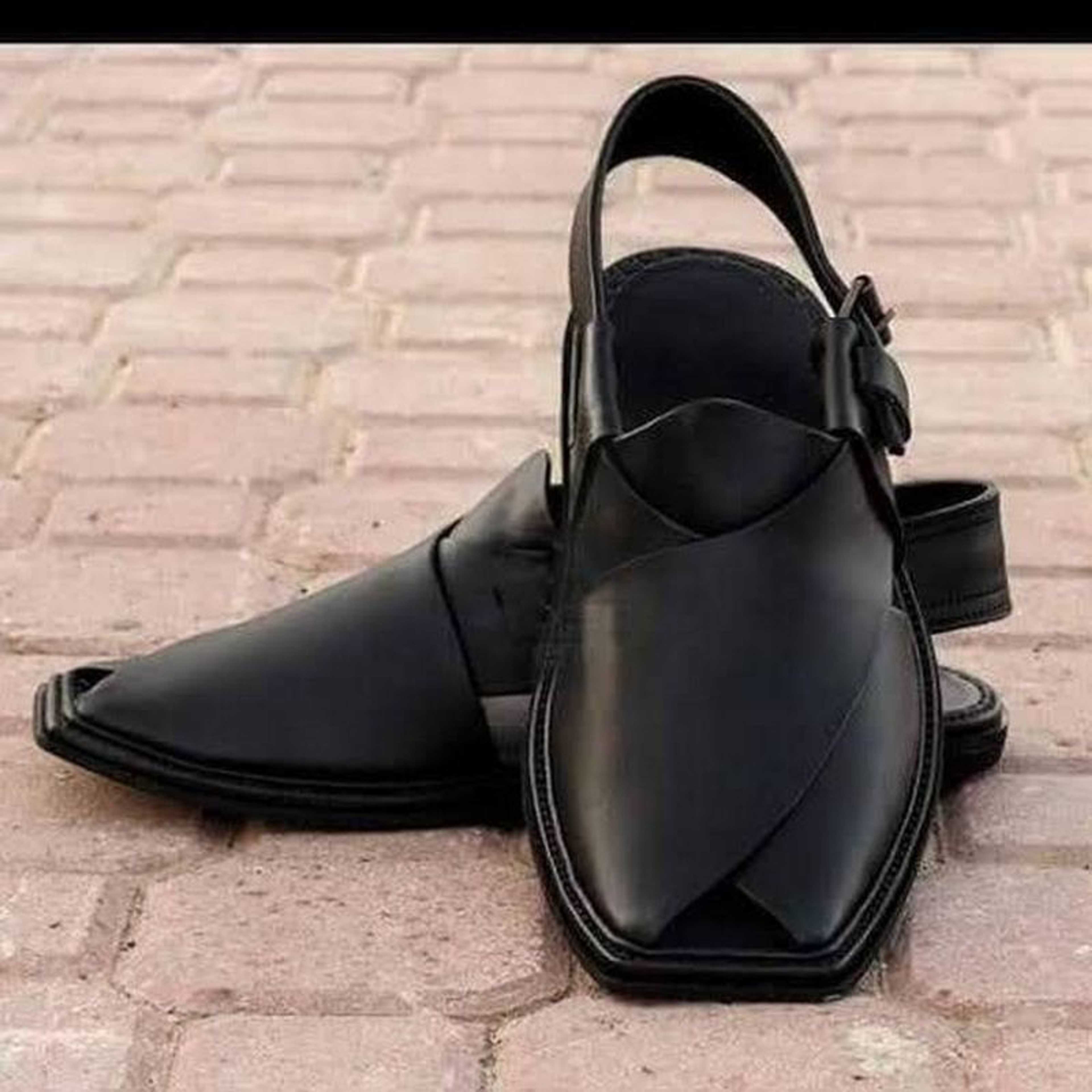 Black Pishawari Sandal Pure Leather