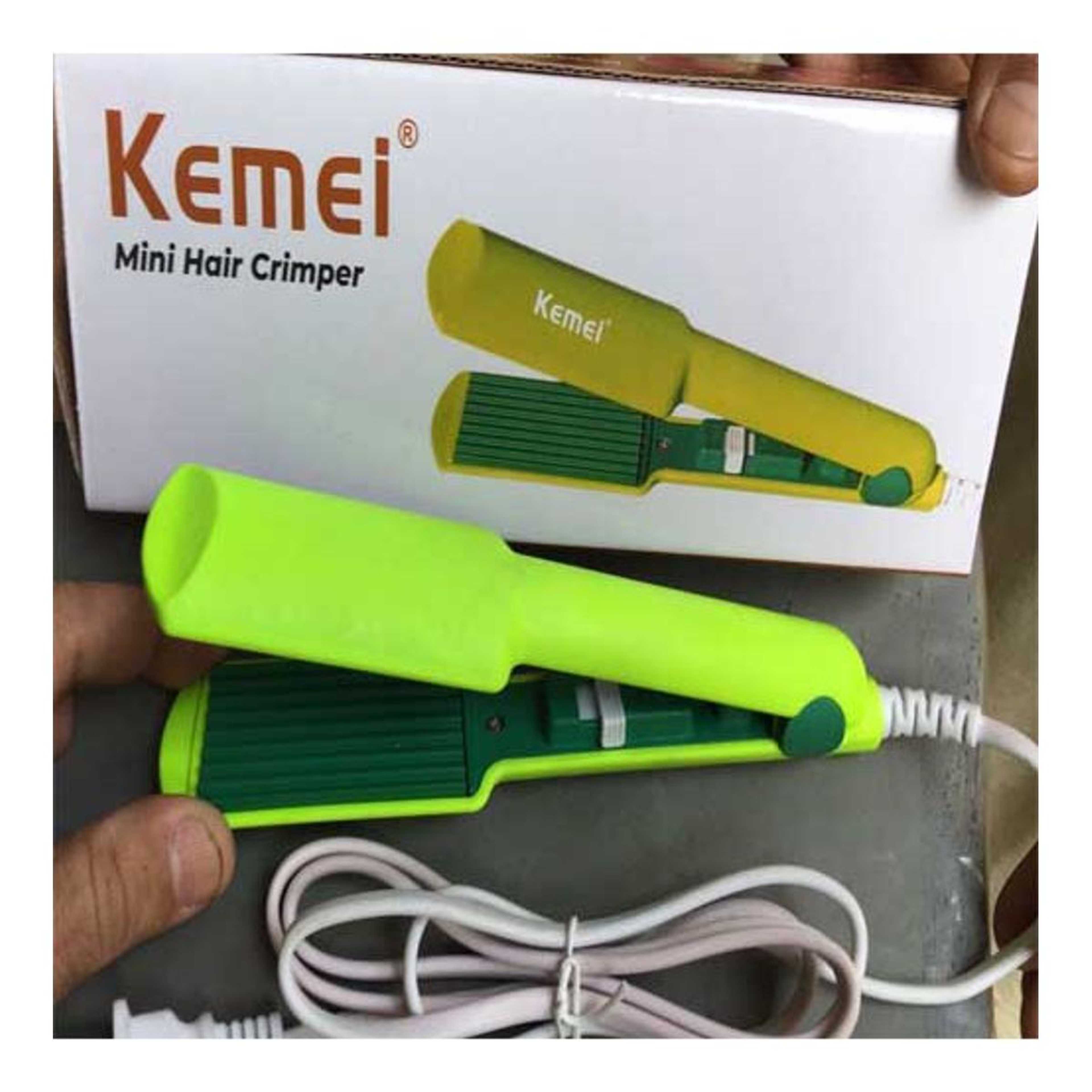 Kemei Mini Hair Crimper Wide Plate Instant Heating - Green onesta goods DD33