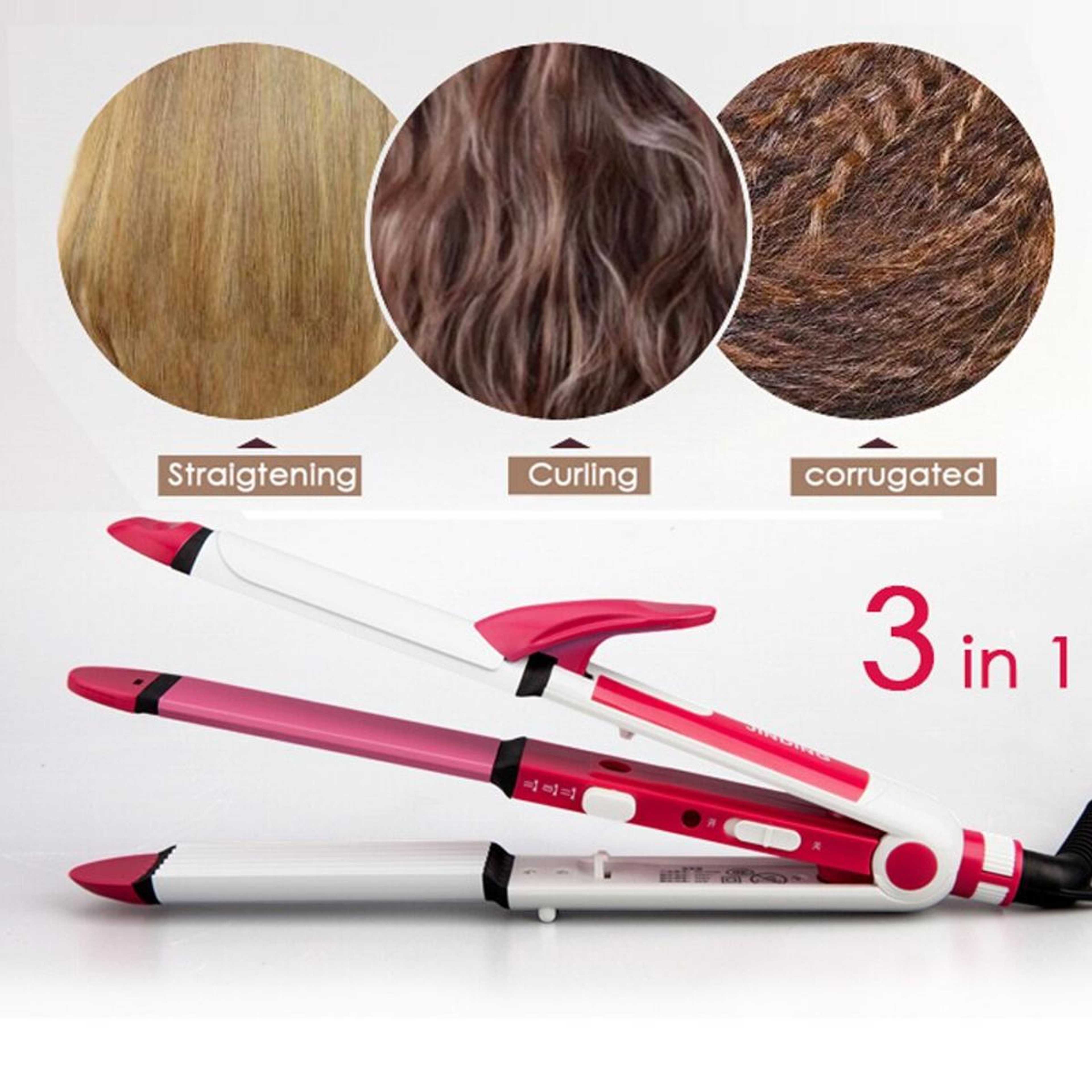 3 in 1 hair straightener curler and crimper