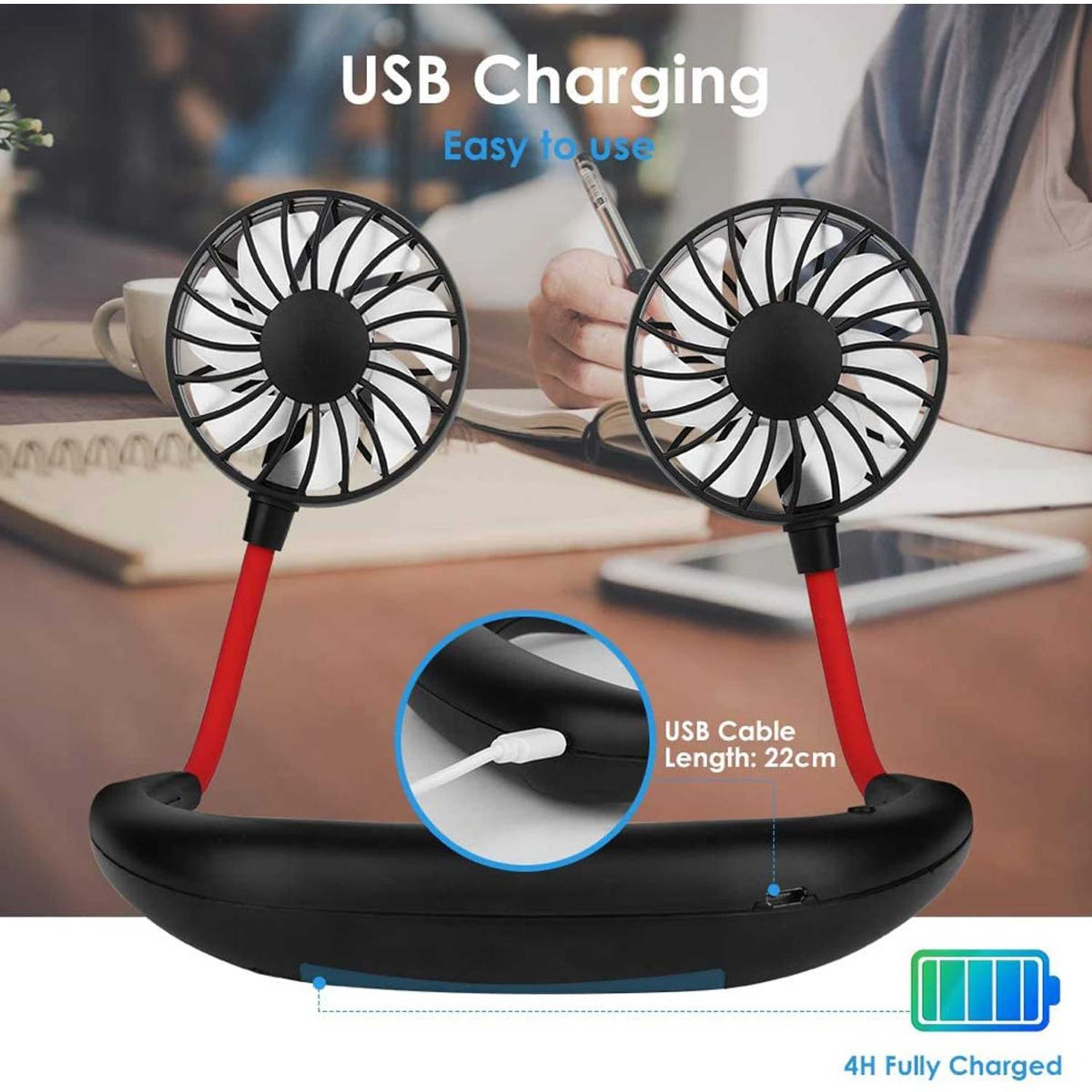 NEW 360° Adjustment USB Portable Fan Hands-free Neck Fan Hanging Rechargeable Mini Sports Fans 3 Gears Wearable Sport Fan onesta goods DD014