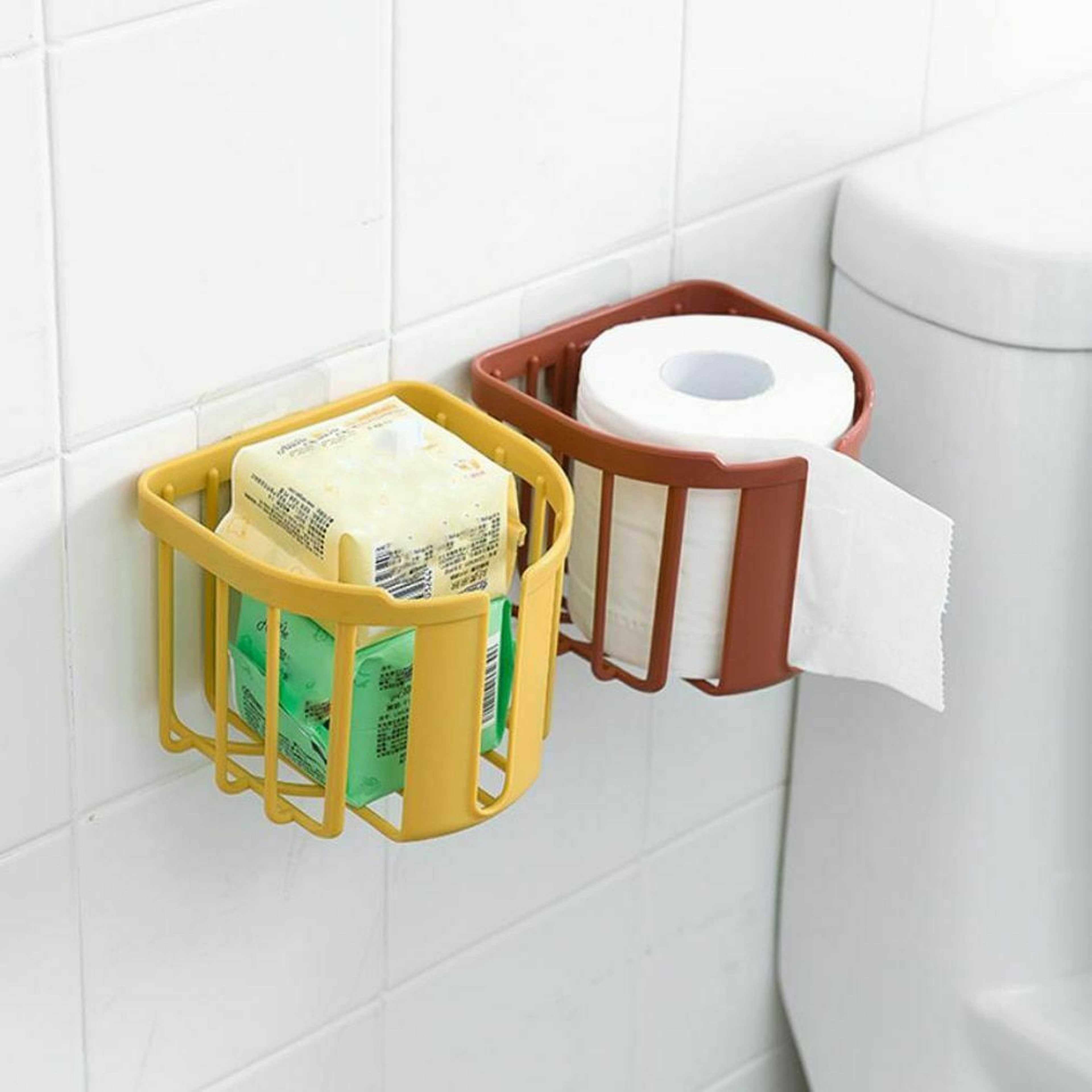 Toilet Paper Holders Wall Mounted Roll Holder Adhesive Hanging Tissue Basket Drainage Storage Rack For Bathroom onesta goods DD17