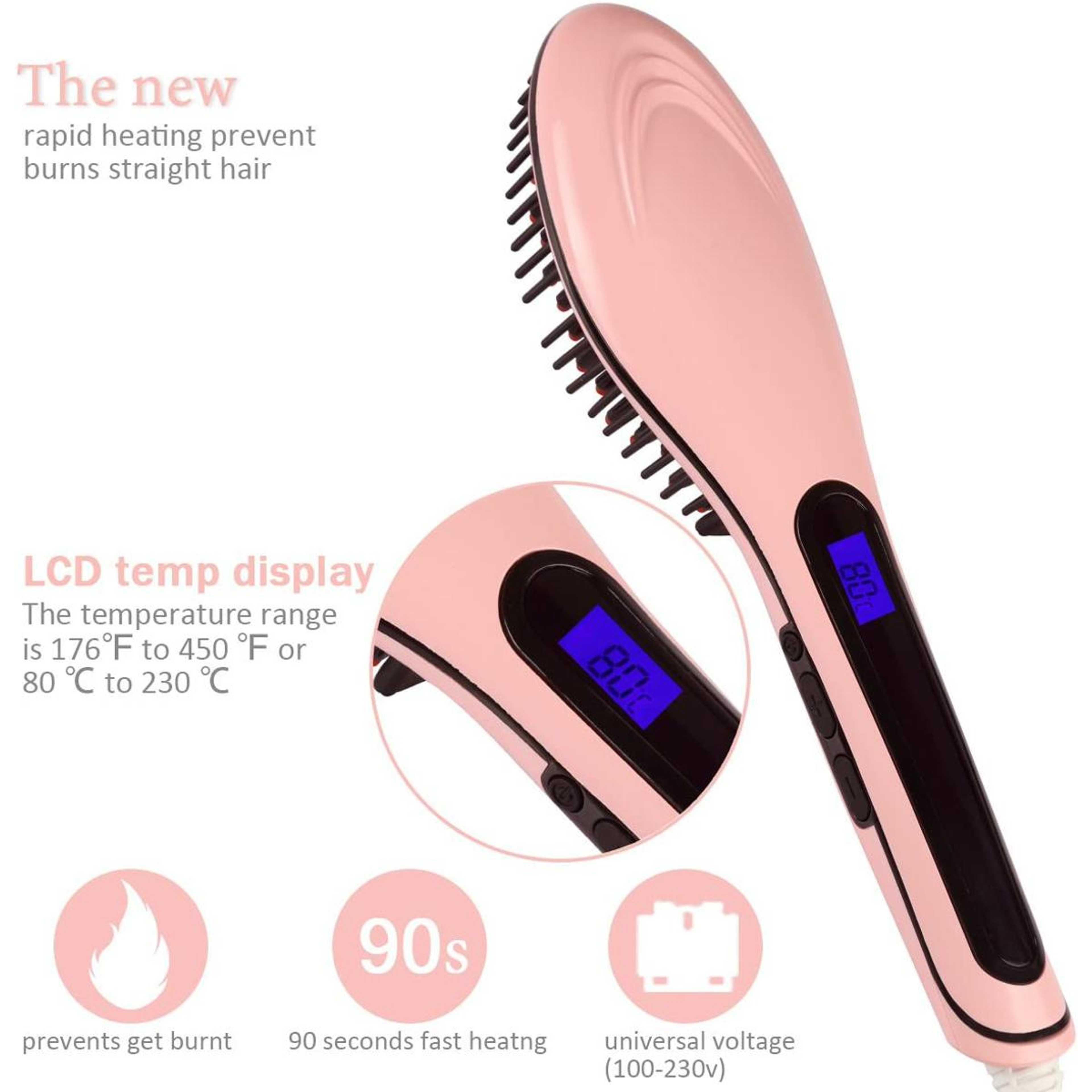 Digital Fast Hair straightener brush - Portable Fast Electric Hair Comb HQT 906