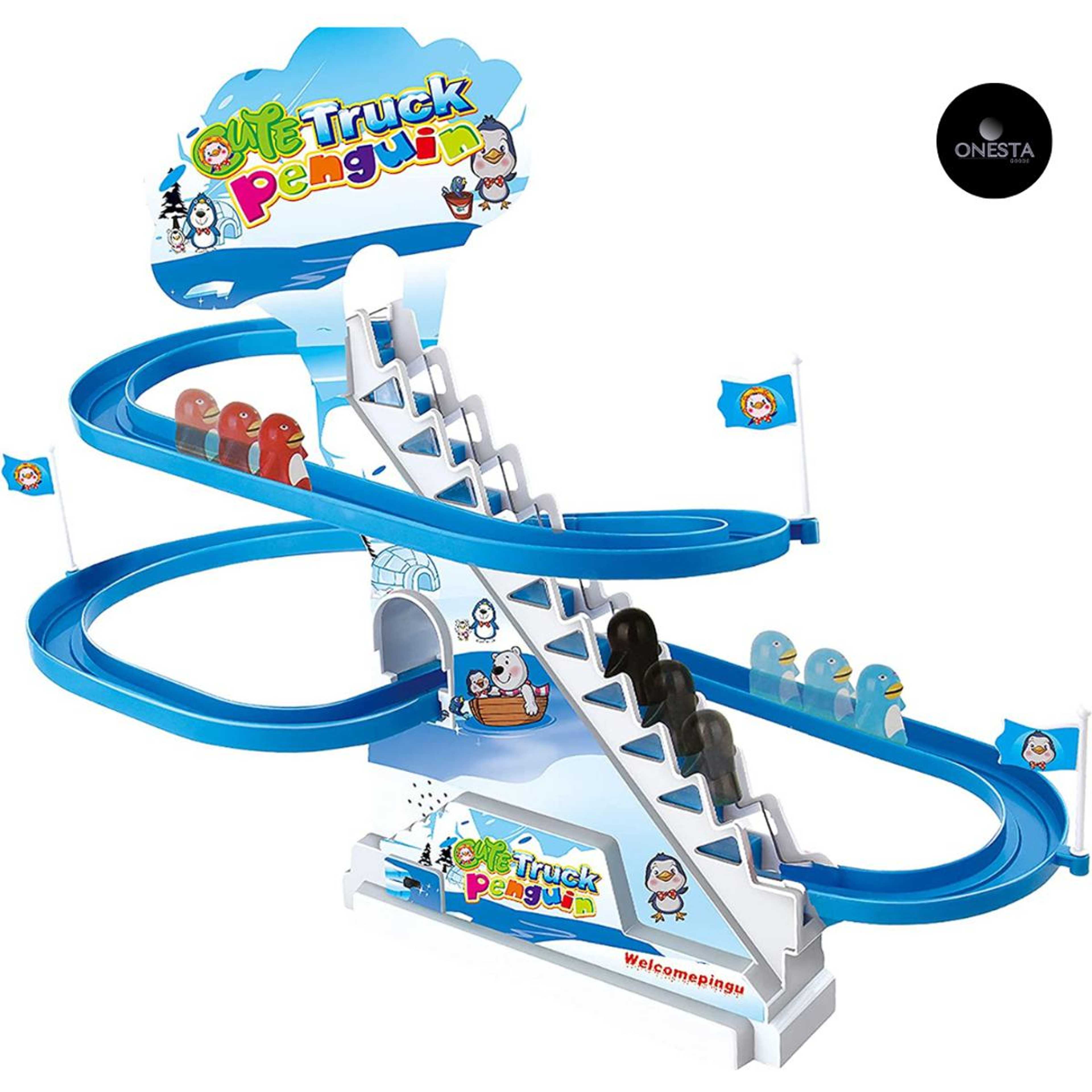 LCF Bargain Busting Running Go Penguin Race Penguin Sliding Track Puzzle Electric Race Train Toy With Music Cute Funny Educational Kids Games 06 onesta goods