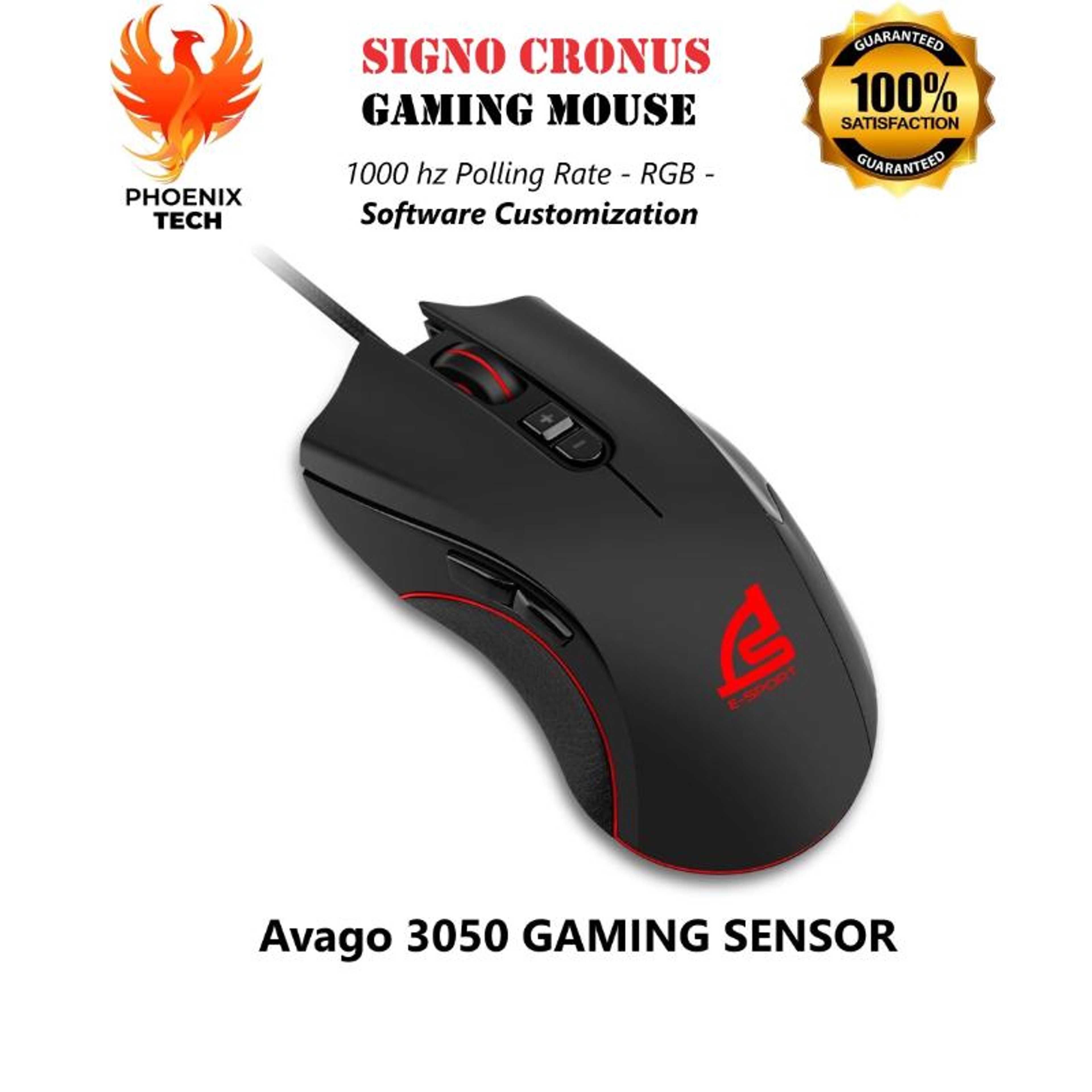 SIGNO Cronus USB Gaming Mouse Wired Ergonomic Design 16.8 Million RGB Lighting Real 1000-4000 DPI 6 Programmable Bottons PC And MAC For Windows 7/8/10/VISTA (GM-990)