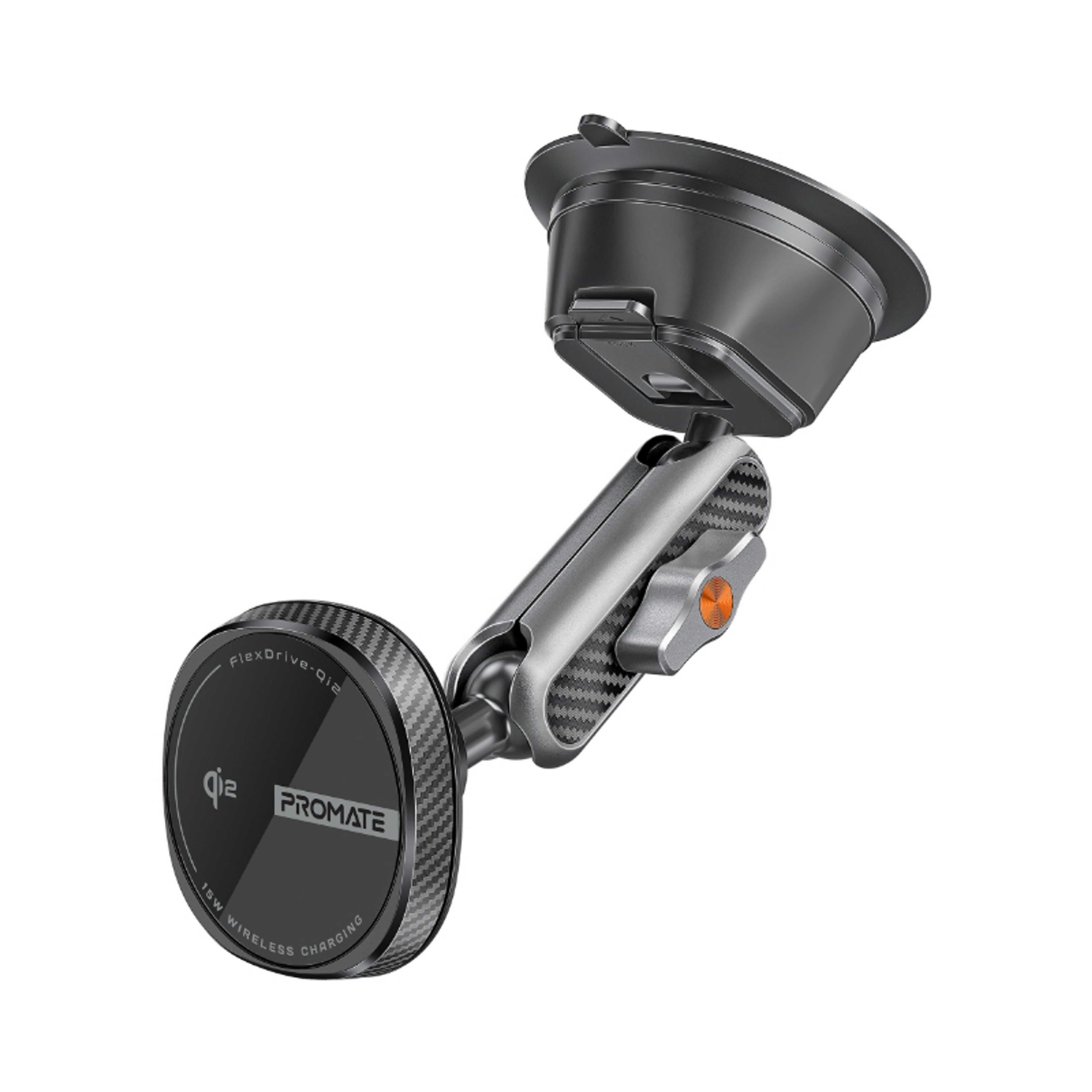 Wireless Car Charger 15W MagSafe, Qi2 Certified With Adjustable Arm Mount And 1m Cable Length, Cradleless 360° Rotatable Black - Product Main Image