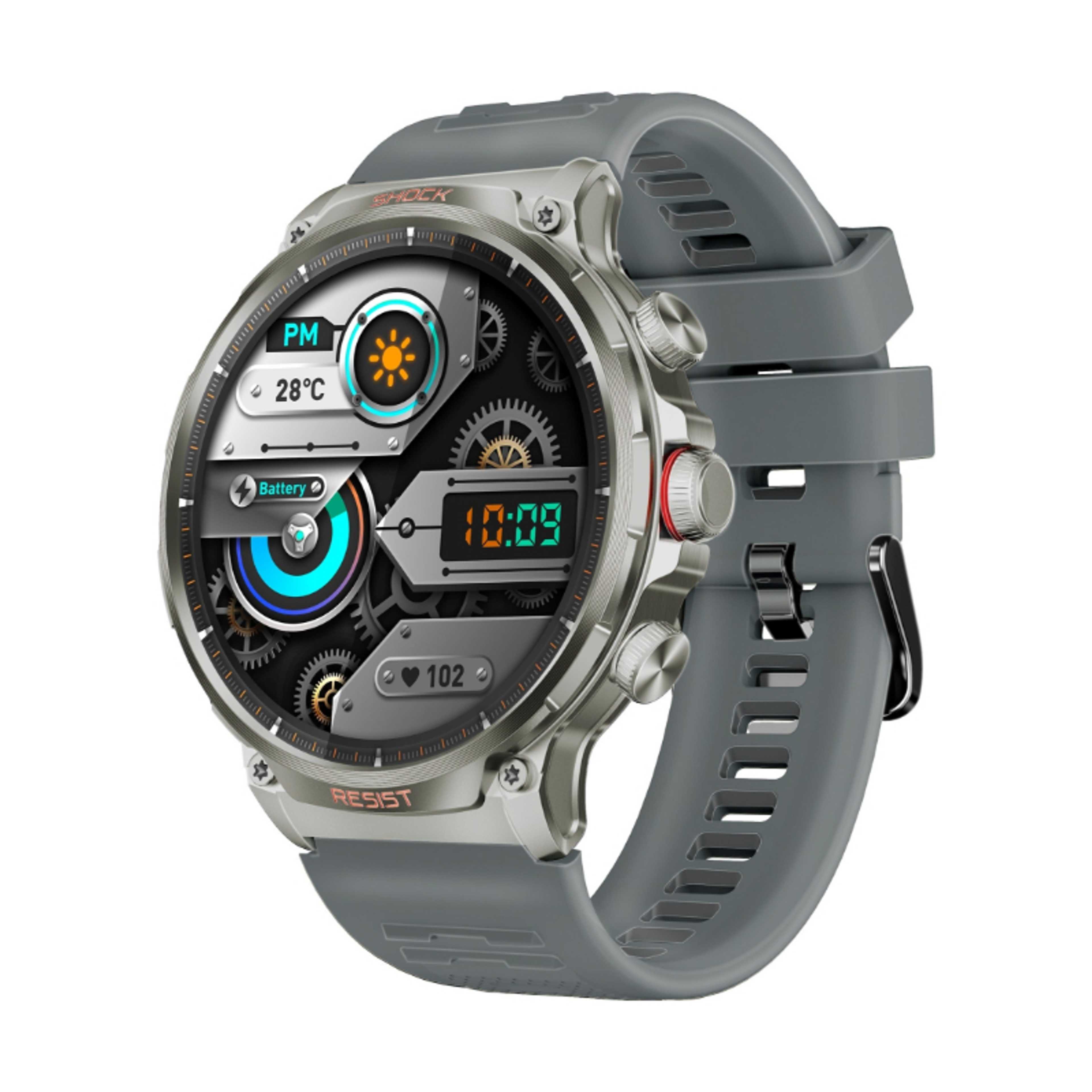 710 mAh Tough-Built Smartwatch with Round 1.85-Inch TFT Display, 100+ Sports Modes, Heart Rate Sensors, Blood Pressure Monitor, Bluetooth Calling, Sleep Tracker, IP67 Water Resistance, Durable Zinc Alloy Frame, XWatch-R20 Silver - Product Main Image