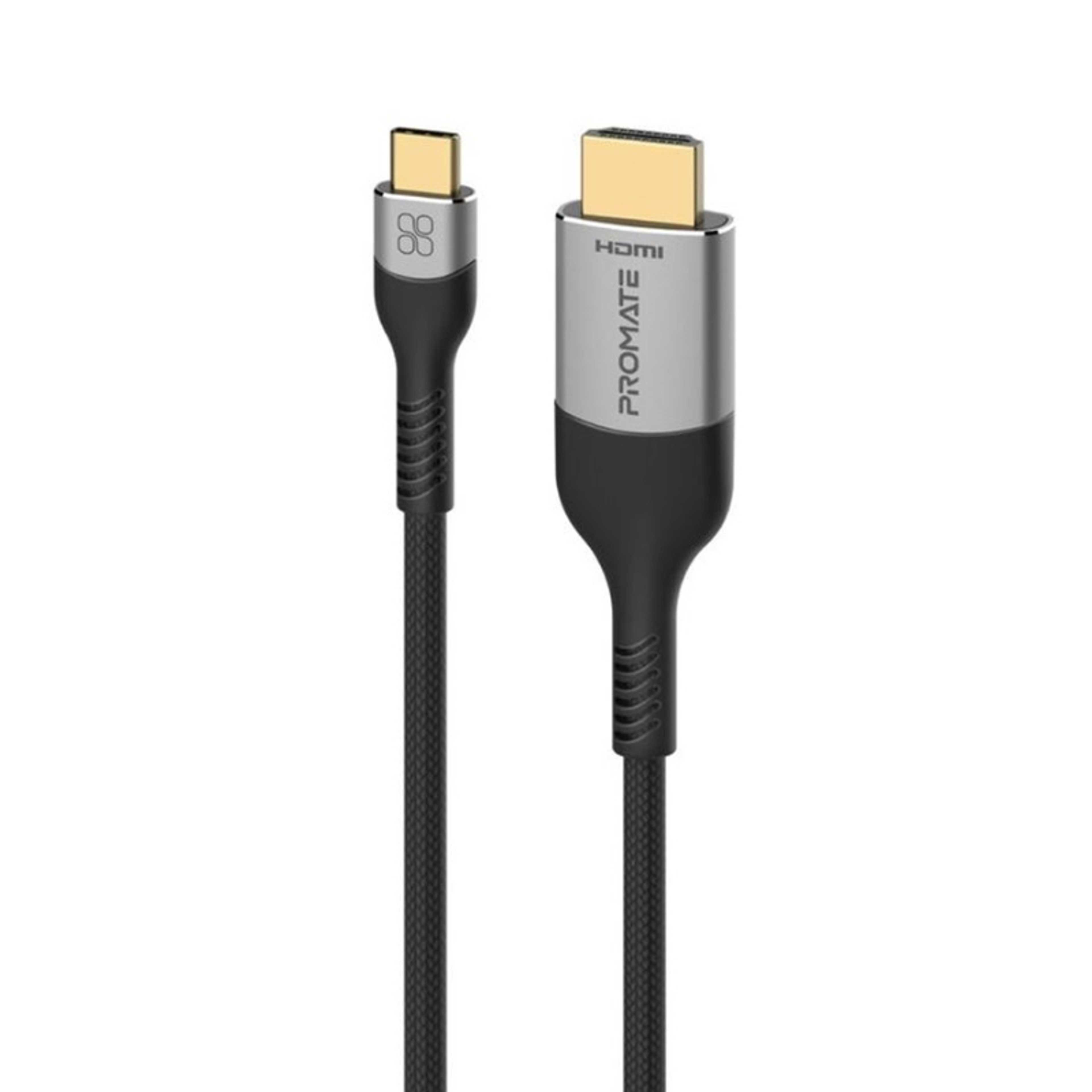 Promate USB-C™ to HDMI Cable, Ultra HD 8k 60hz Type-C™ (Thunderbolt-4) to HDMI Cable with 48Gbps Transmission and 10000+ Bend Lifespan for MacBook Pro, iPad Air, MediaCord-8K Black - Product Main Image