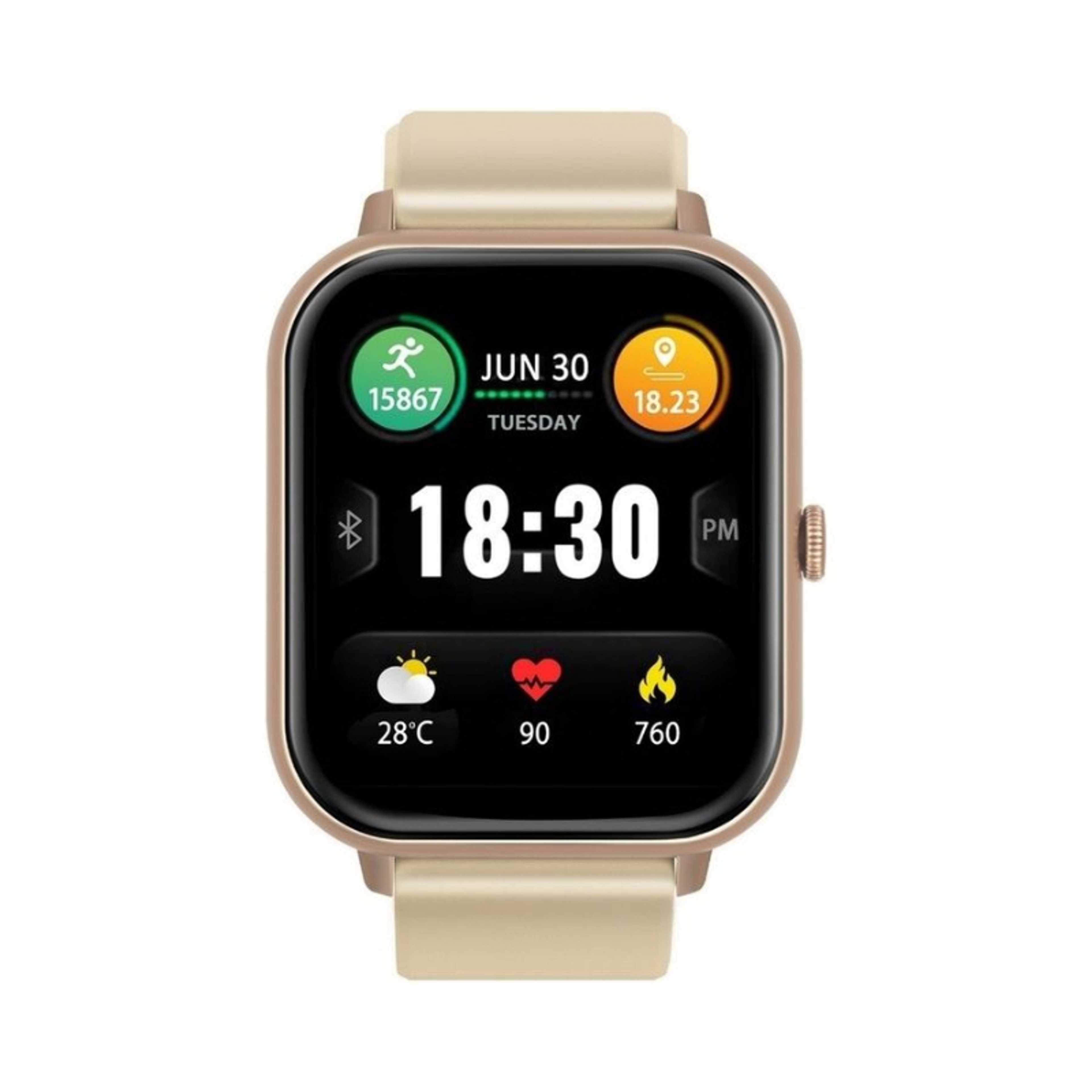 Smart Watch, Premium Fitness Tracker with BT 5.2 Calling, 1.83” TFT Display, 10-15 Day Battery Life, 100 Watch Faces, 123 Sports Modes and IP67 Water Resistance for iPhone 14, Galaxy S22, XWatch-C18 Gold - Product Main Image