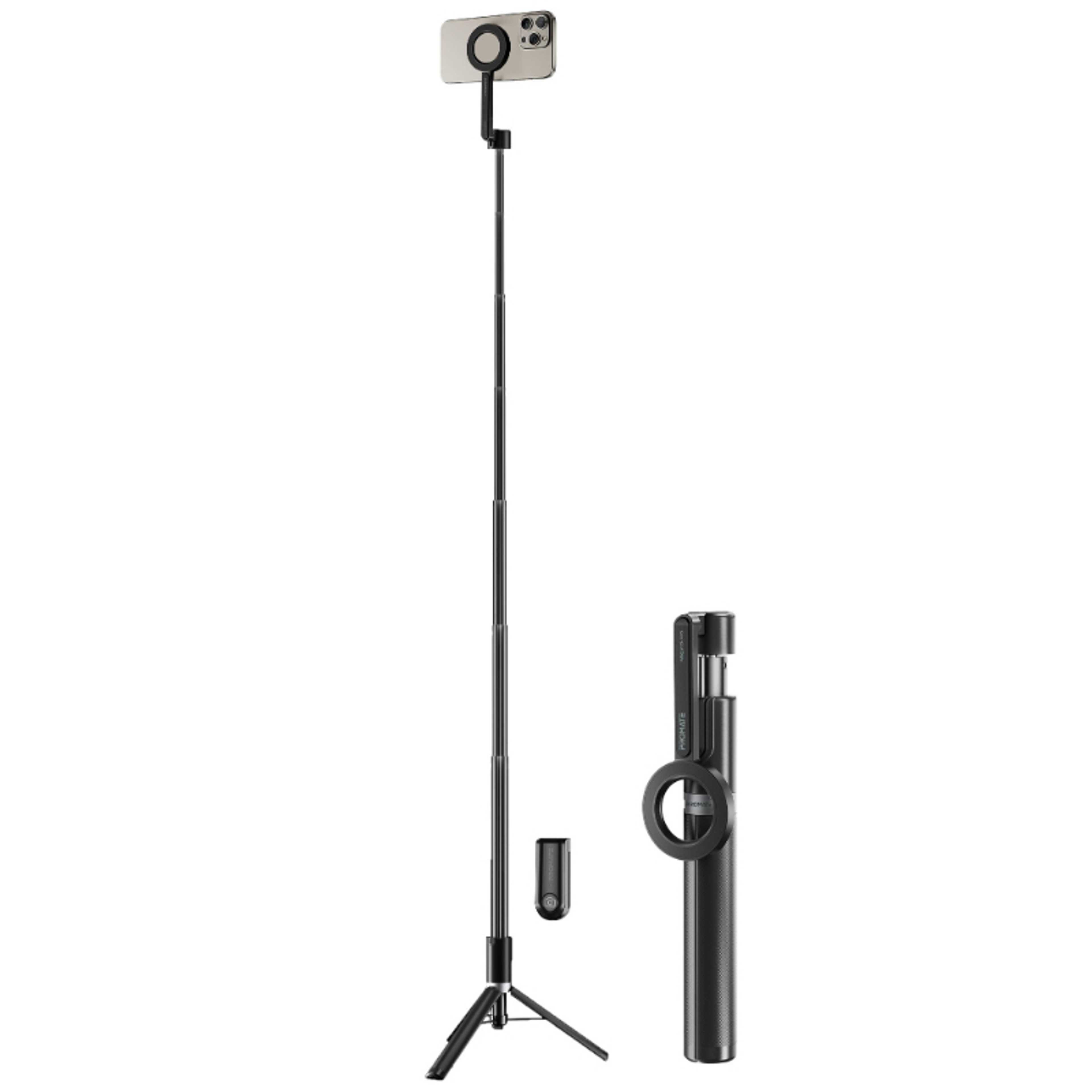 Universal Selfie Stick, Extendable MagSafe Compatible with Integrated Tripod Stand, 10m Operating Range and Built-In Rechargable Shutter Remote Controller, MagStick-Pro Black - Product Main Image