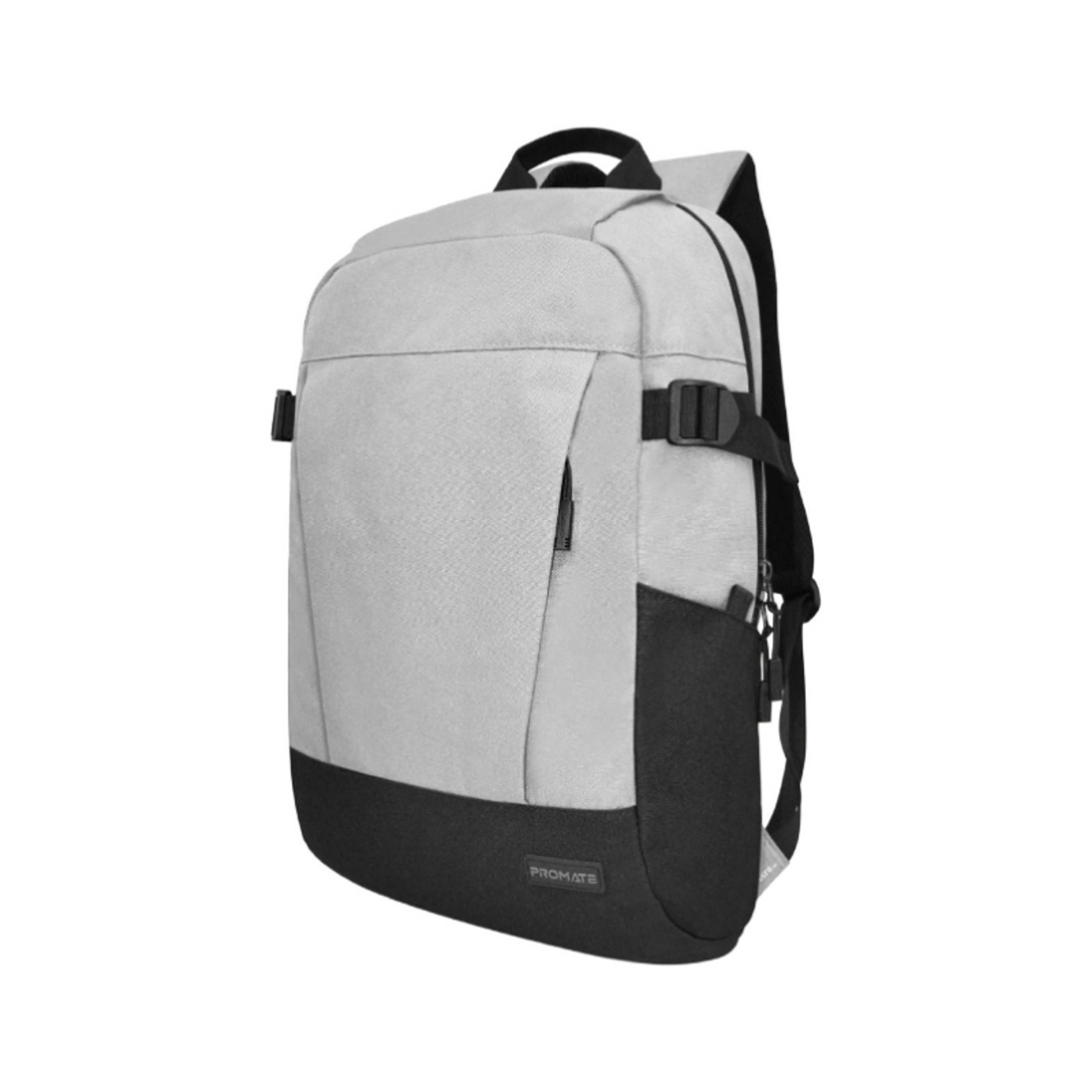 Promate Travel Laptop Backpack, Durable Lightweight 15.6-inch Laptop Bag with Quick Access Side Pockets, Spacious Large Compartments,for Laptop, Tablets, Birger.Grey - Product Main Image