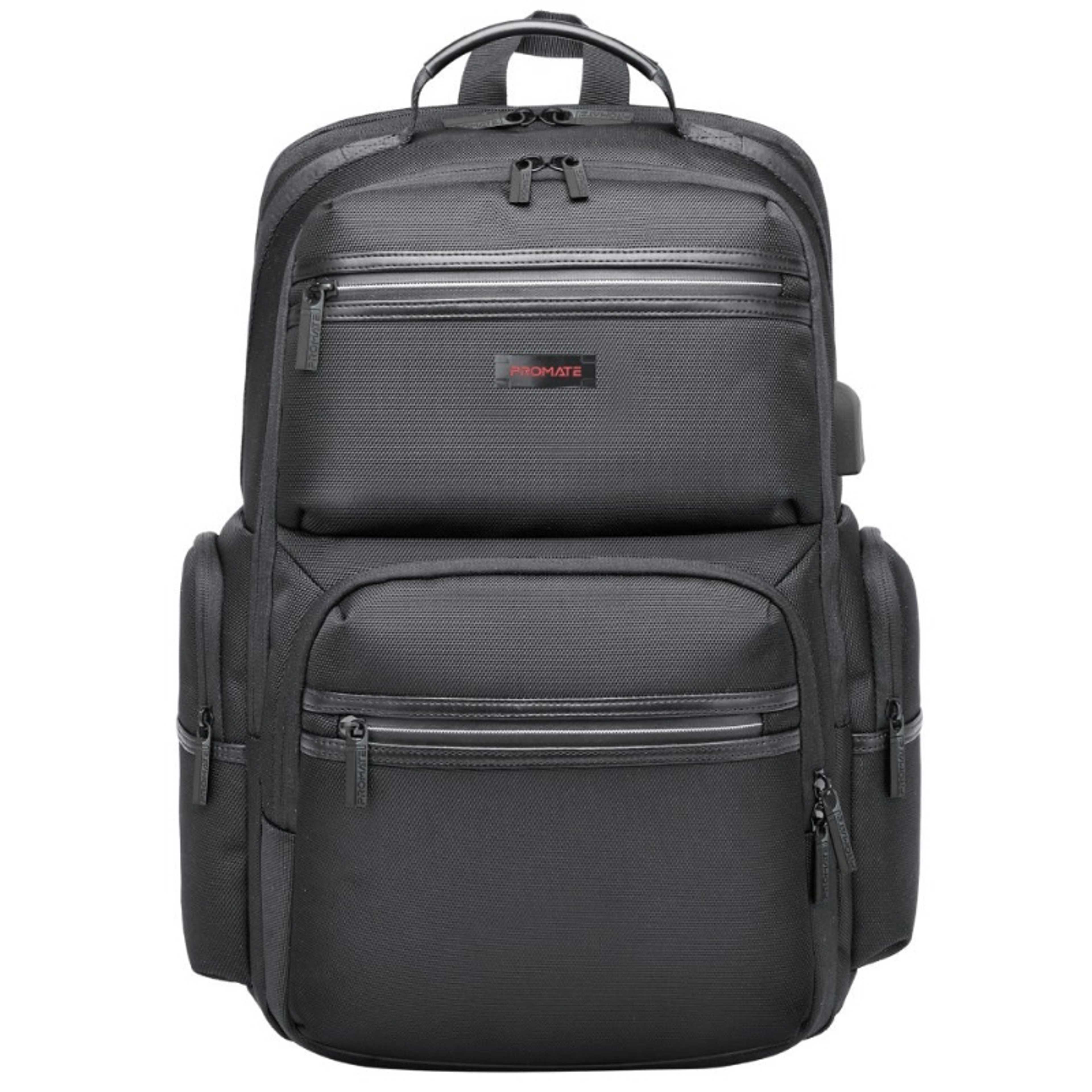 Promate 15.6-Inch Laptop Bag, High-Capacity 34 Liter, Multi-Functional Lightweight Backpack with USB Port,  Durable Finish, Back Straps, Secure Zippers, Large Compartments, and Water Resistance - Product Main Image