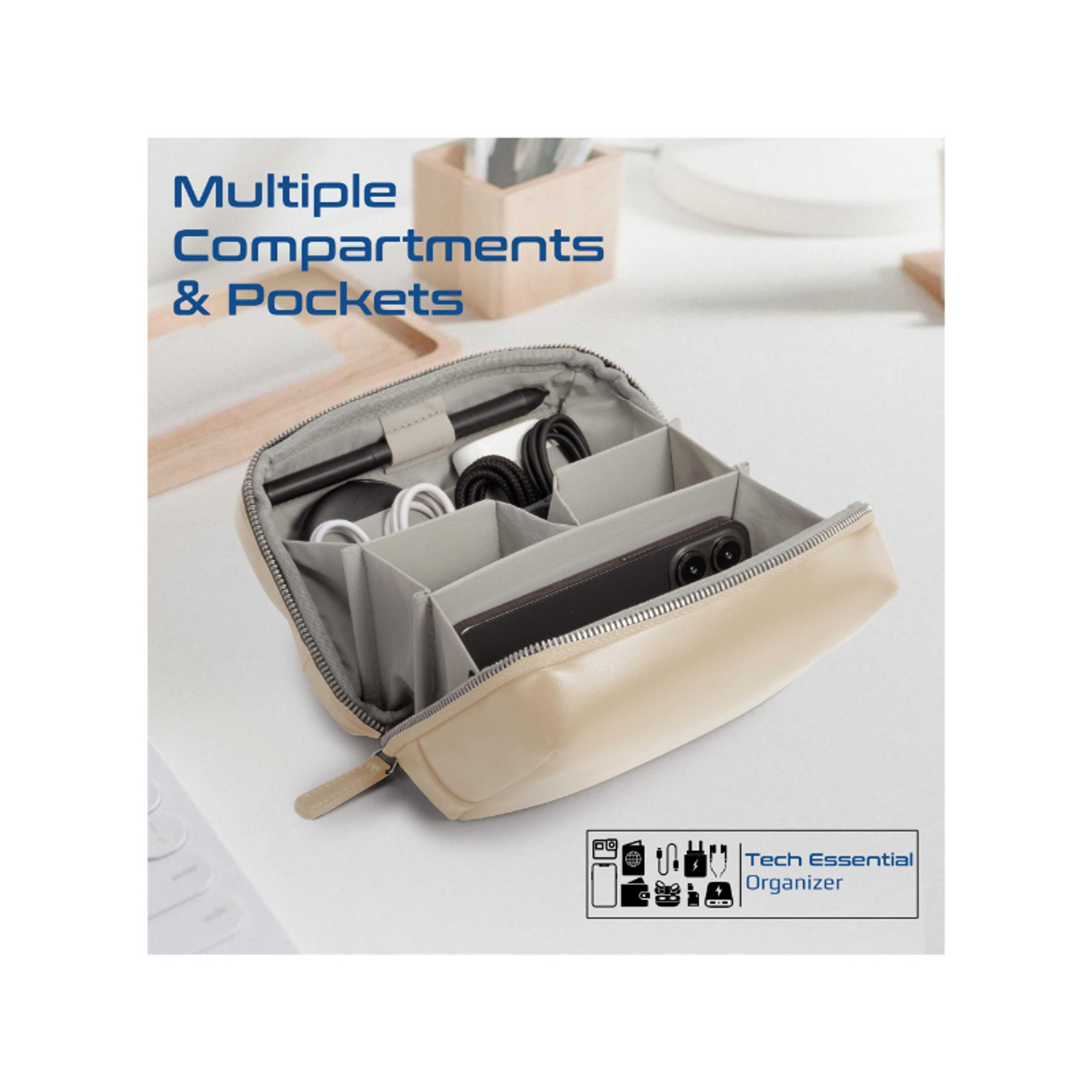 Promate Mini Tech Organizer Pouch with Multiple Compartments, Durable Waterproof PU Material, Lightweight Compact Design - Product Main Image
