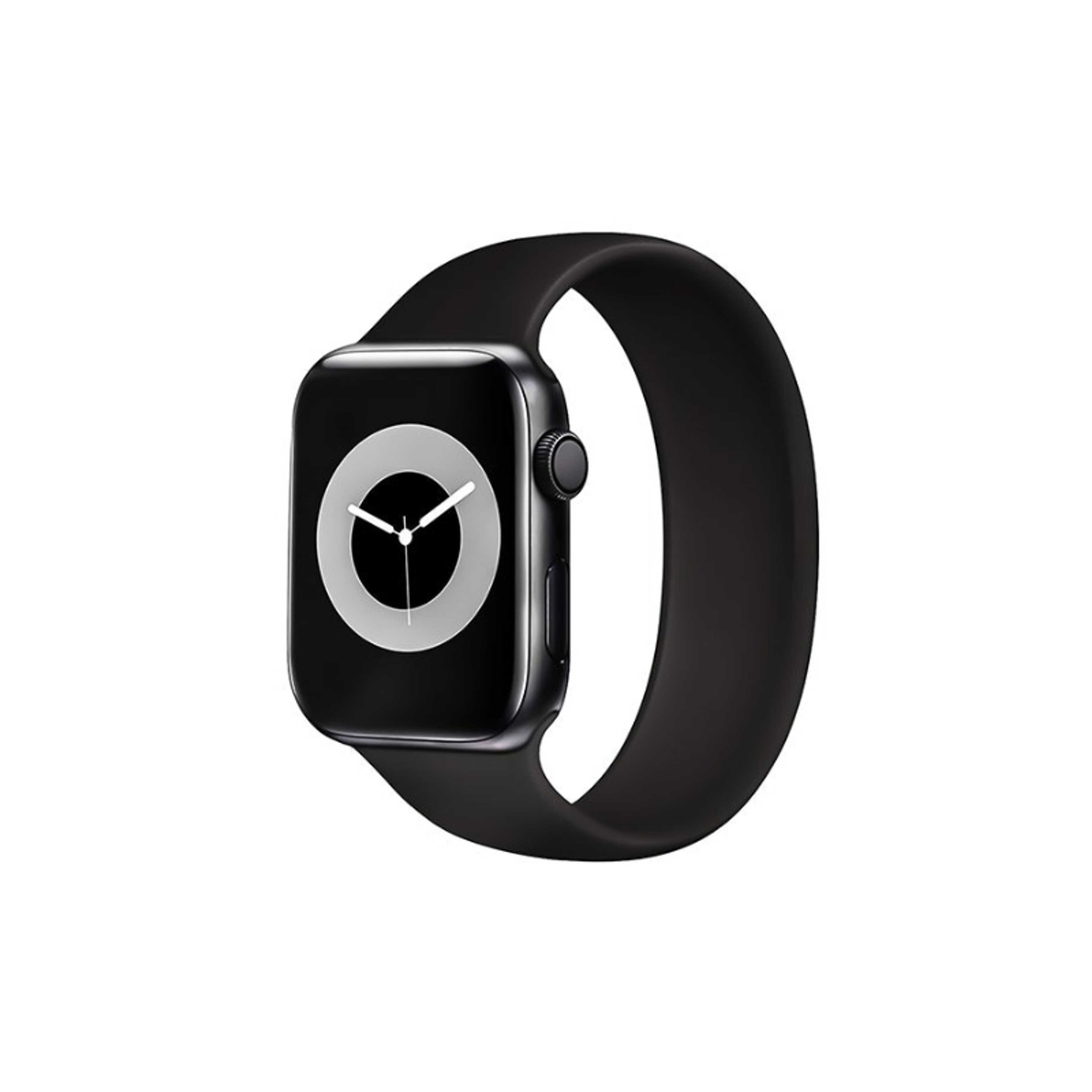 Solo Loop Strap for Apple Watch 42mm/44mm, Durable Stretchy Silicone Loop Sport Wristband with Sweat-Proof Design for Apple Watch Series 1, 2, 3, 4, 5, 6, SE, Size-XL, Loop-44XL Black - Product Main Image