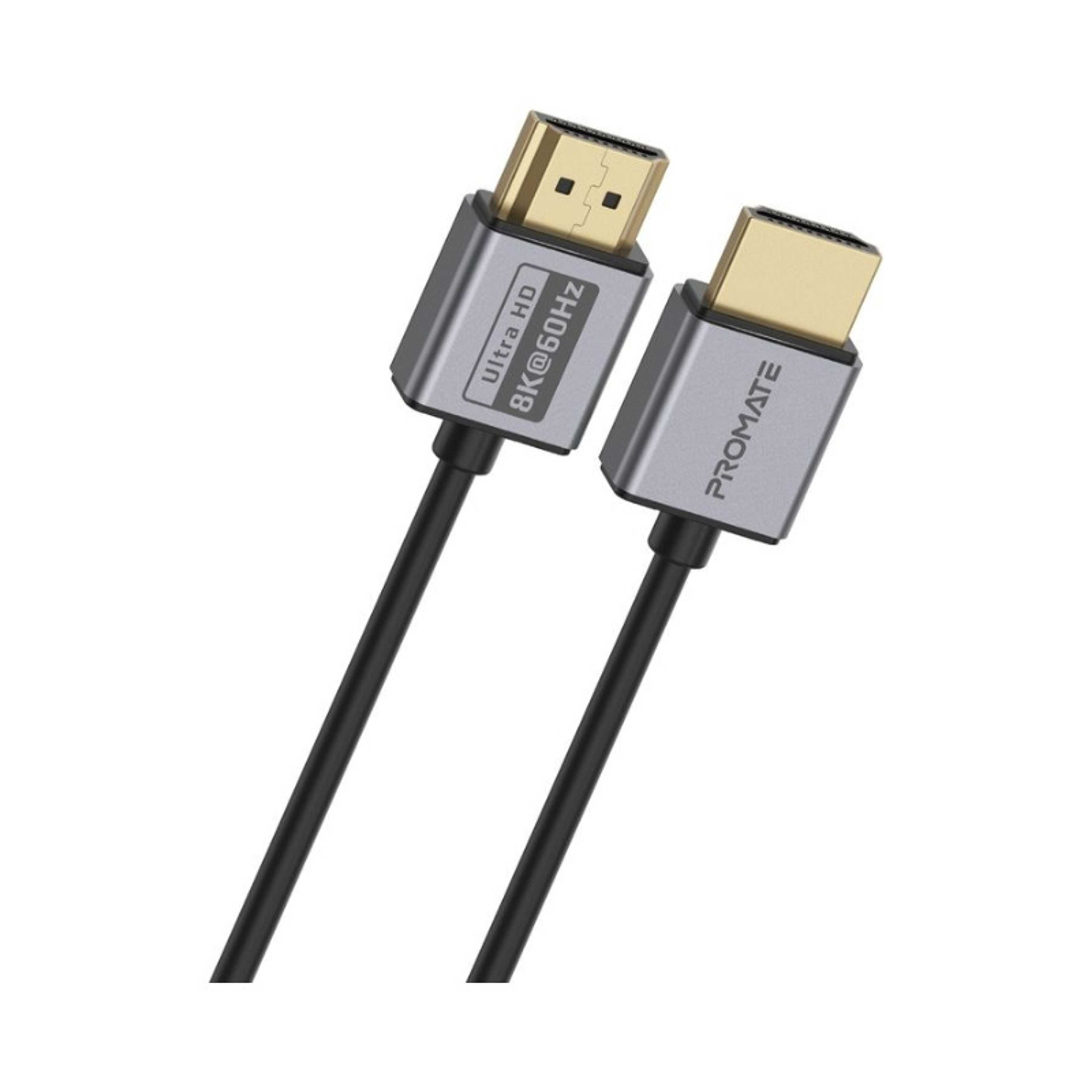 Promate 8K HDMI Cable, Premium 48Gbps High-Speed HDMI 2.1 Audio Video Cable with Enhanced Audio Return, 1.5 Meter Slim Cord and Dynamic HDR Support Black Black - Product Main Image