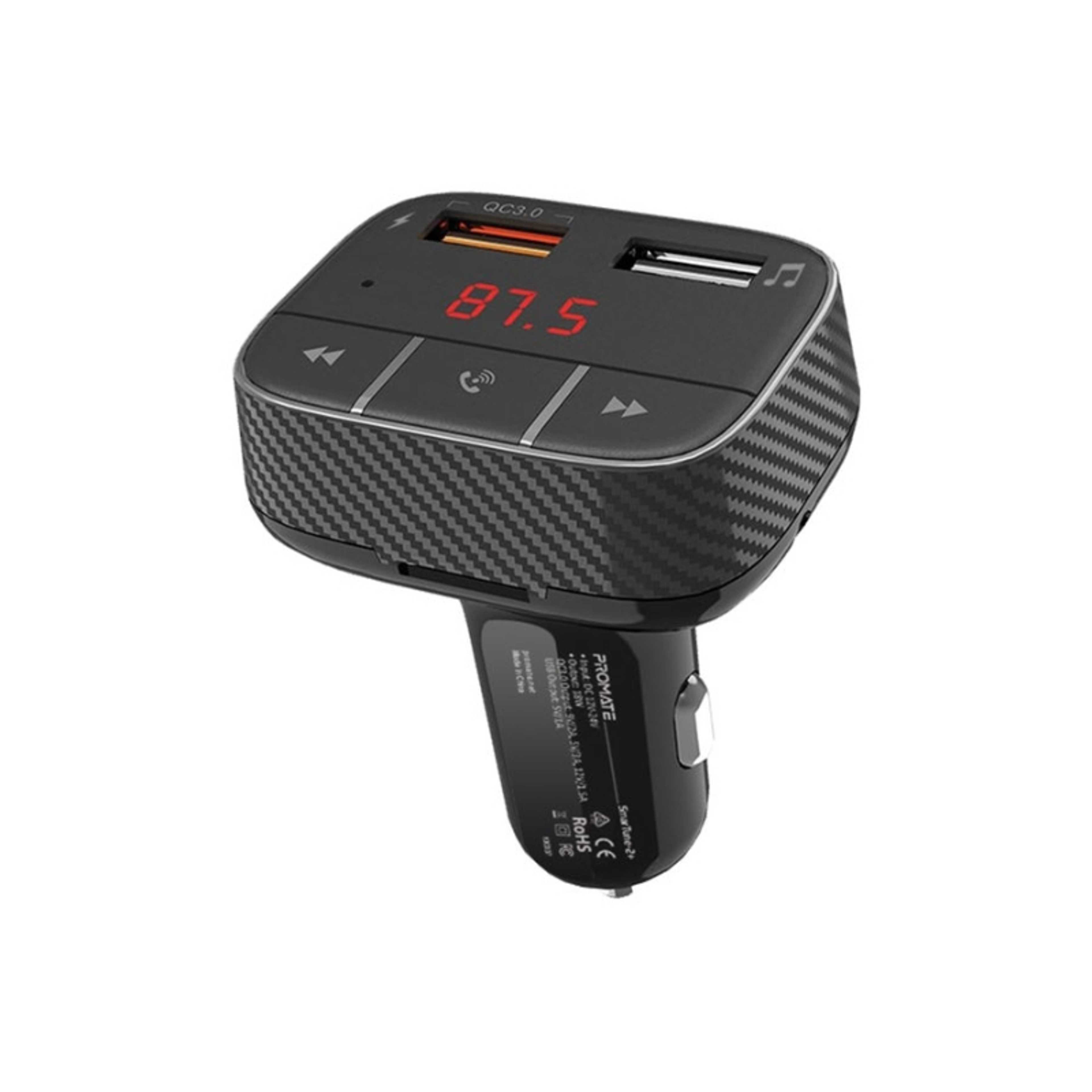 Car Wireless FM Modulator With Quick Charge 3.0 Port Black - Product Main Image