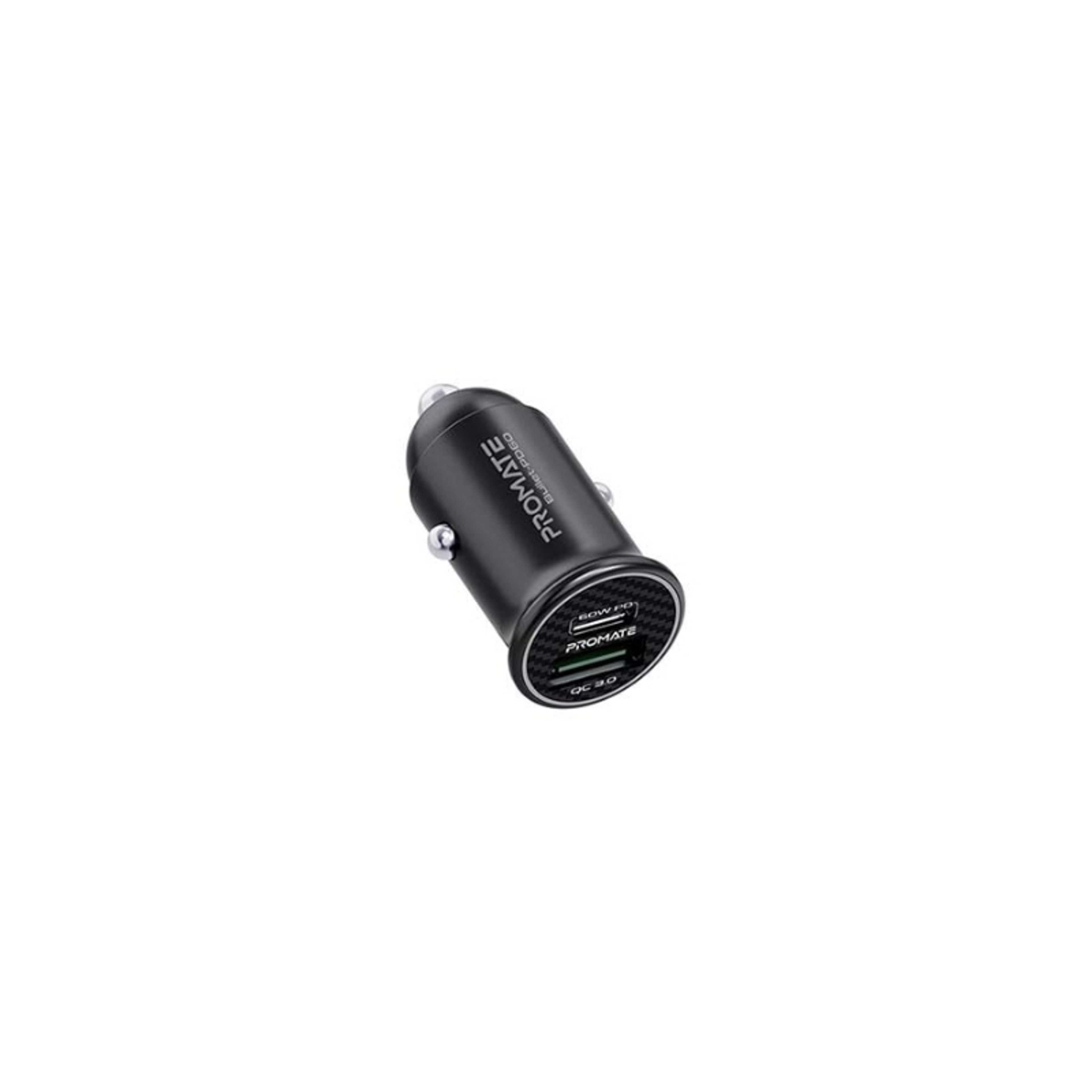RapidCharge Mini Car Charger with 60W PD & Quick Charge 3.0 Black - Product Main Image