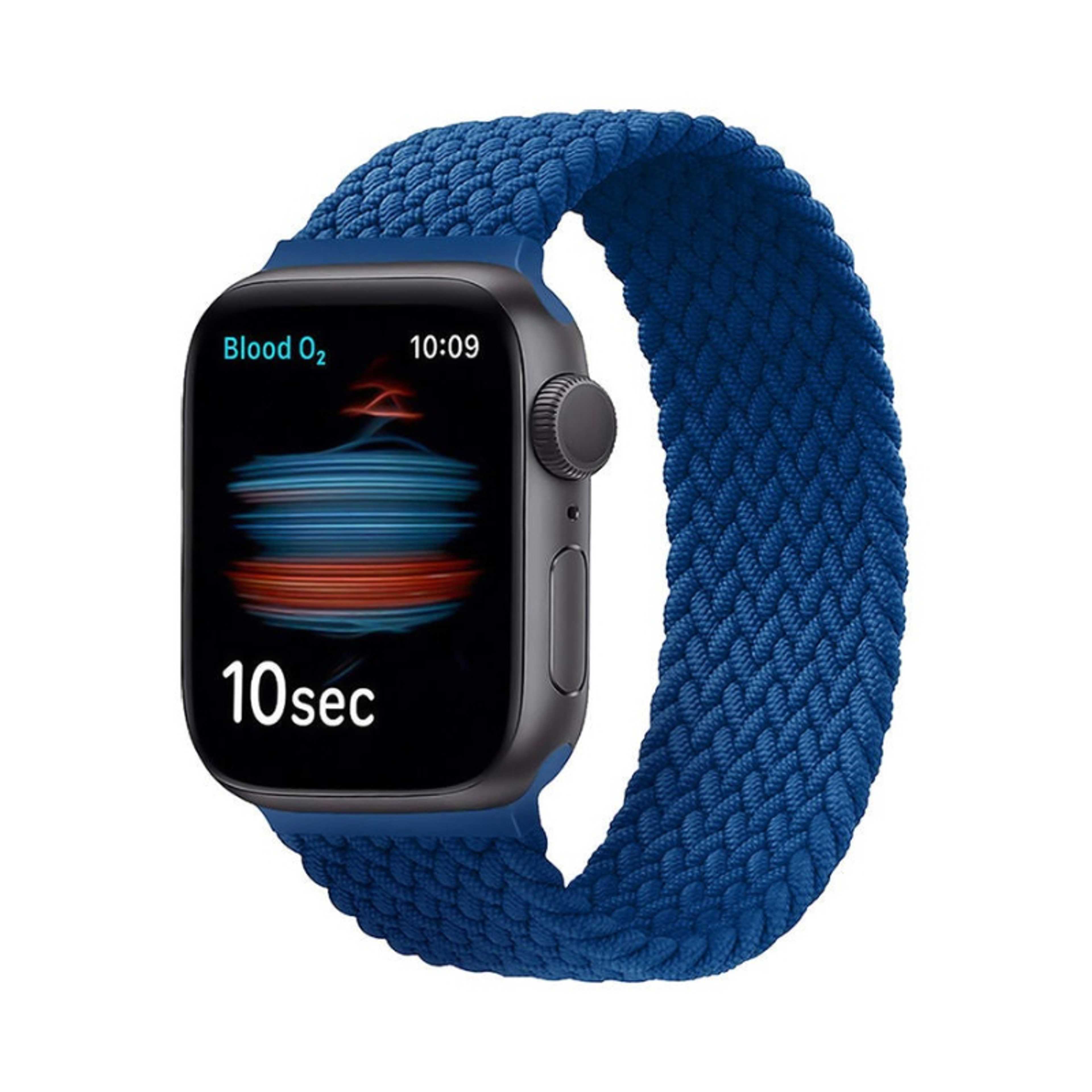 Solo Loop Nylon Braided Strap for Apple Watch 38mm/40mm, Soft Stretchable Replacement Wristband with Secure Fit for Apple Watch Series 1,2,3,4,5,6,SE, Size-Medium, Fusion-40M Blue - Product Main Image