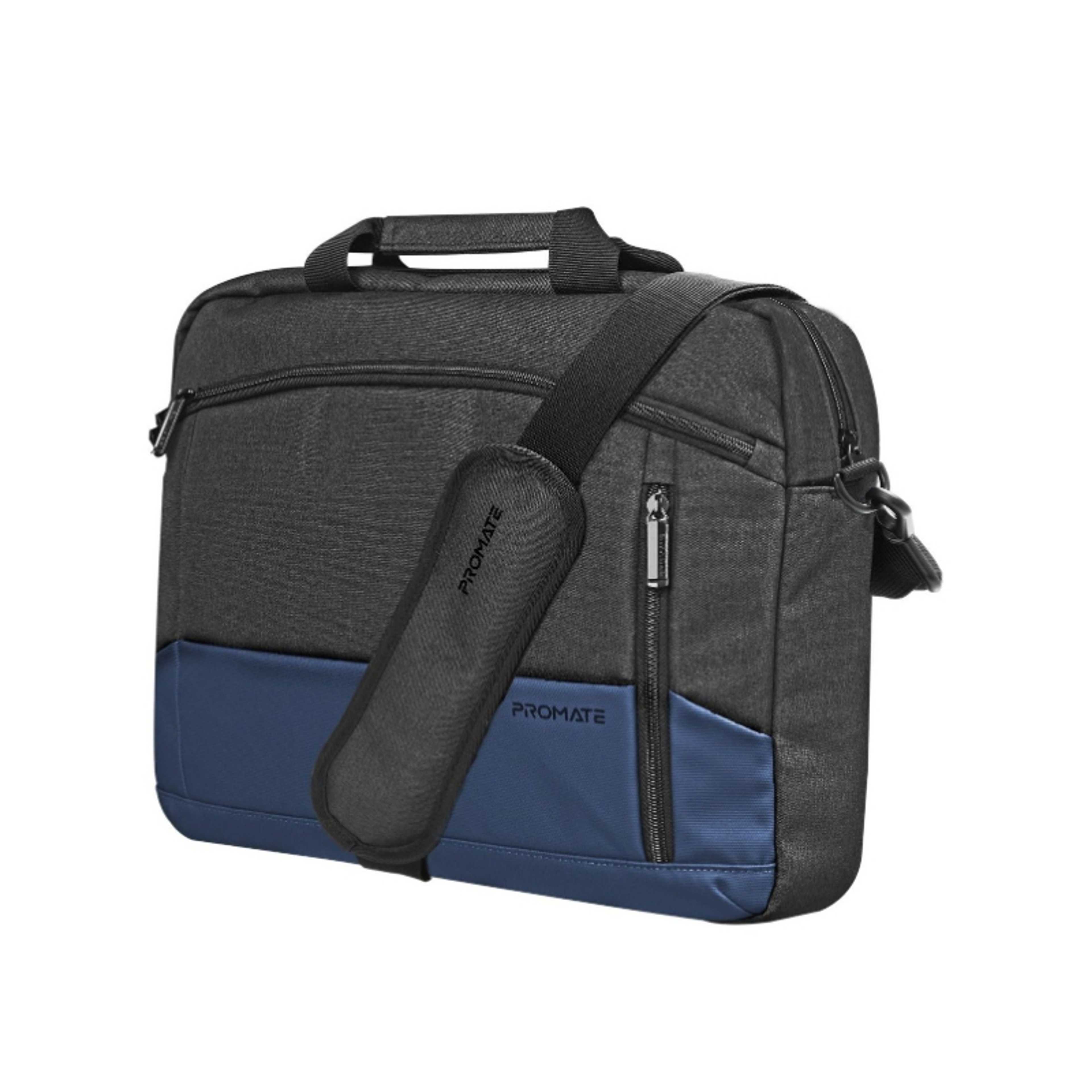Promate Laptop Bag, Premium Durable Lightweight Messenger Bag, Front Pocket, Water-Resistance, Luggage Belt and Secure Zippers for 15.6-inch Laptops, Tablets, Satchel-MB.Blue - Product Main Image