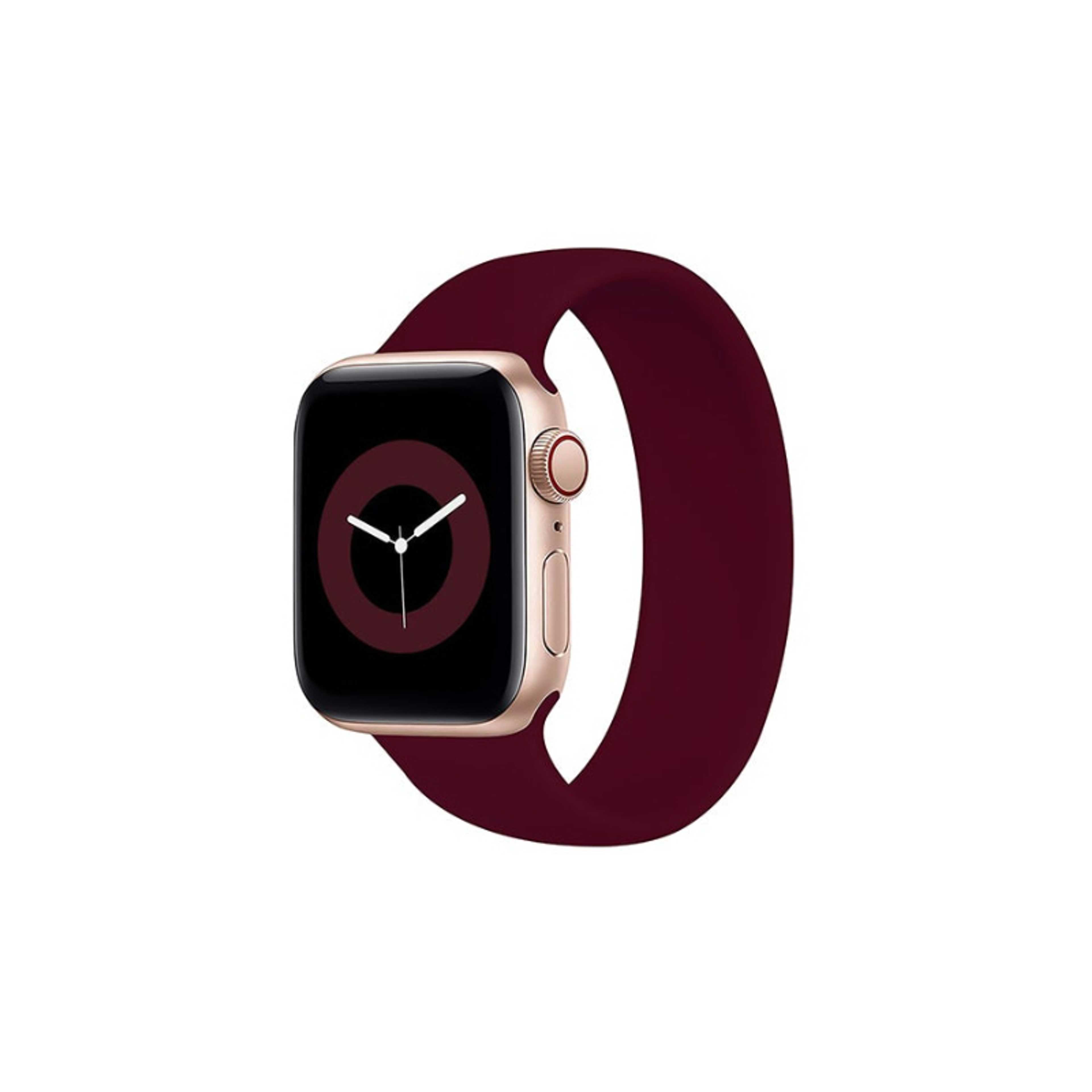 Solo Loop Strap for Apple Watch 38mm/40mm, Durable Stretchy Silicone Loop Sport Wristband With Sweat-Proof Design For Apple Watch Series 1, 2, 3, 4, 5, 6, SE, Size-Large, Loop-40L Red - Product Main Image