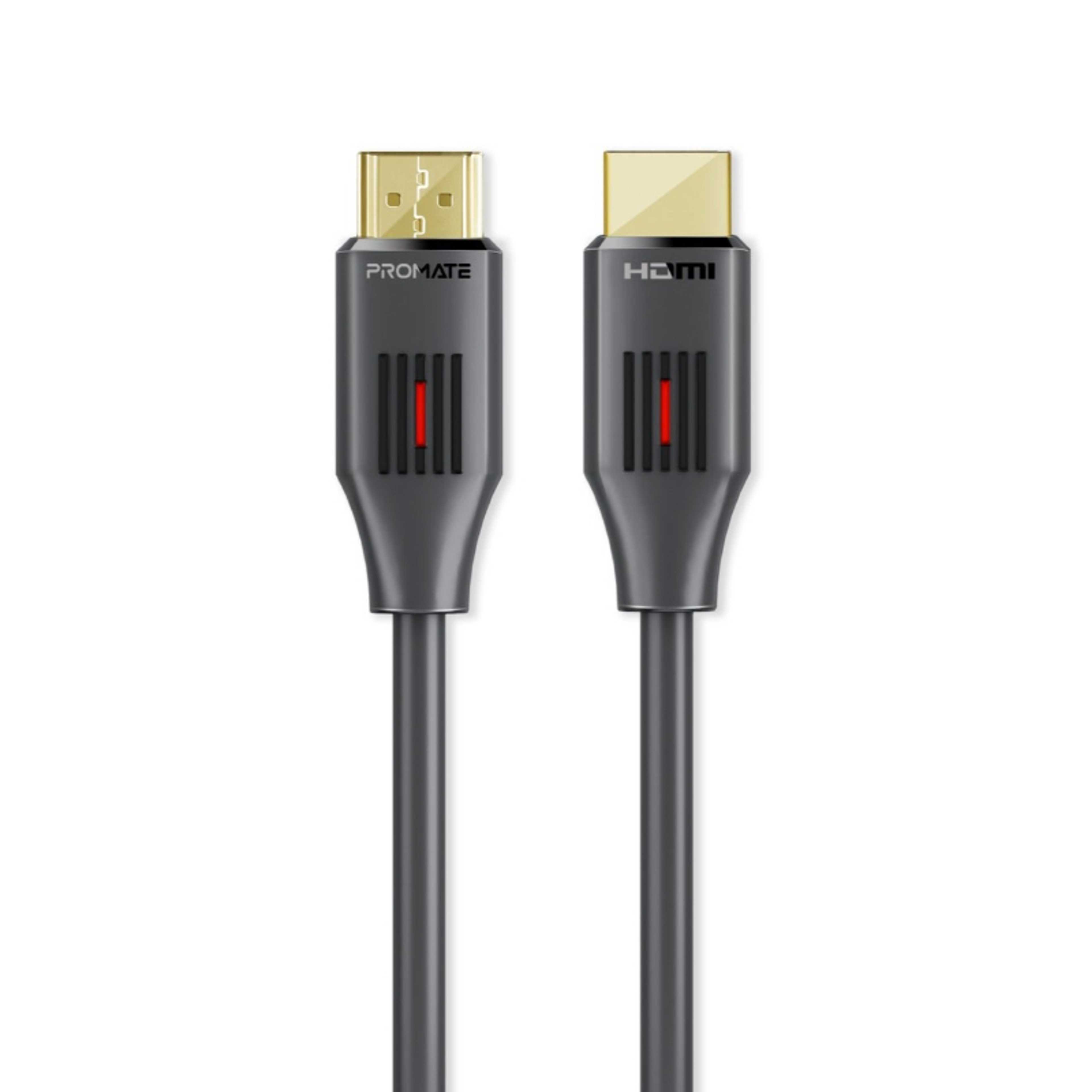 Promate HDMI 2.0 Cable, 4K@60Hz HDMI to HDMI Unidirectional Cable, 3D Video Support, 18Gbps Bandwidth, Ethernet, 3 Meter Fiber Optic Cable and Gold-Plated Connectors Black - Product Main Image