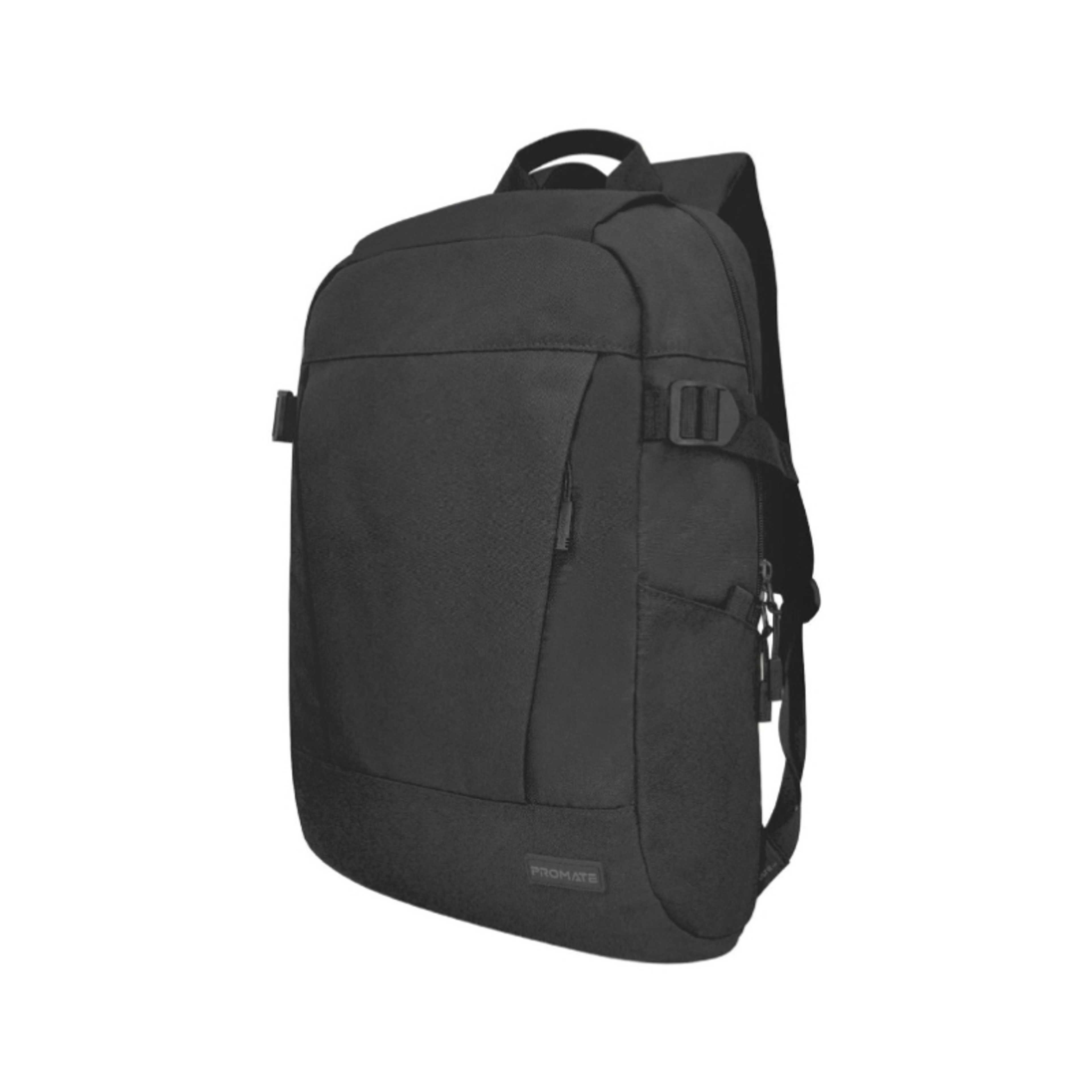 Promate Travel Laptop Backpack, Durable Lightweight 15.6-inch with Quick Access Side Pockets, Spacious Large Compartments, for Laptop, Tablets, Birger.Black - Product Main Image
