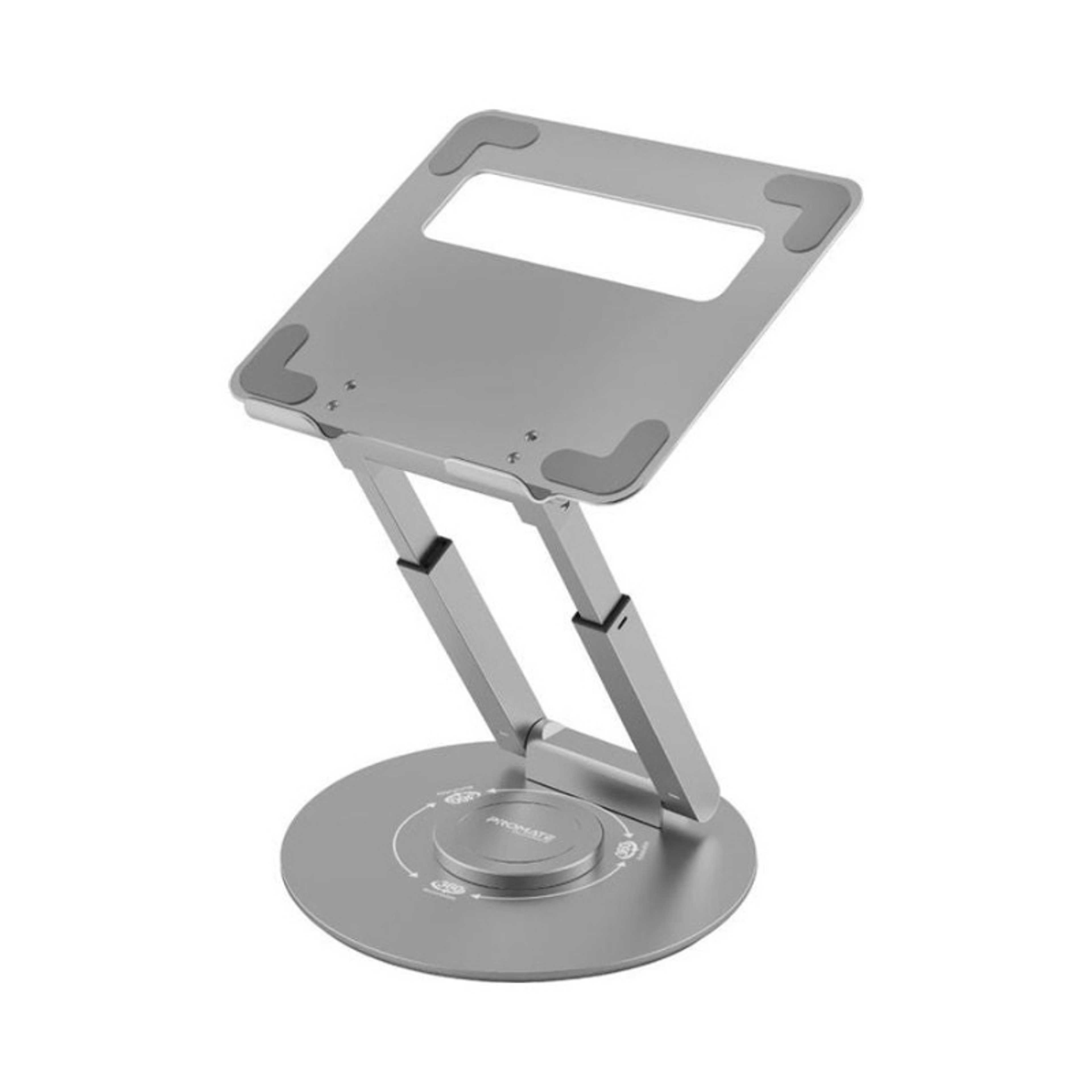 Aluminum Laptop Sit To Stand 360-Degree Rotatable Desk With Silicone Grip Adjustable Height Air Ventilation And Foldable Structure For Laptops Up To 17 Inches DeskMate-6 Grey - Product Main Image