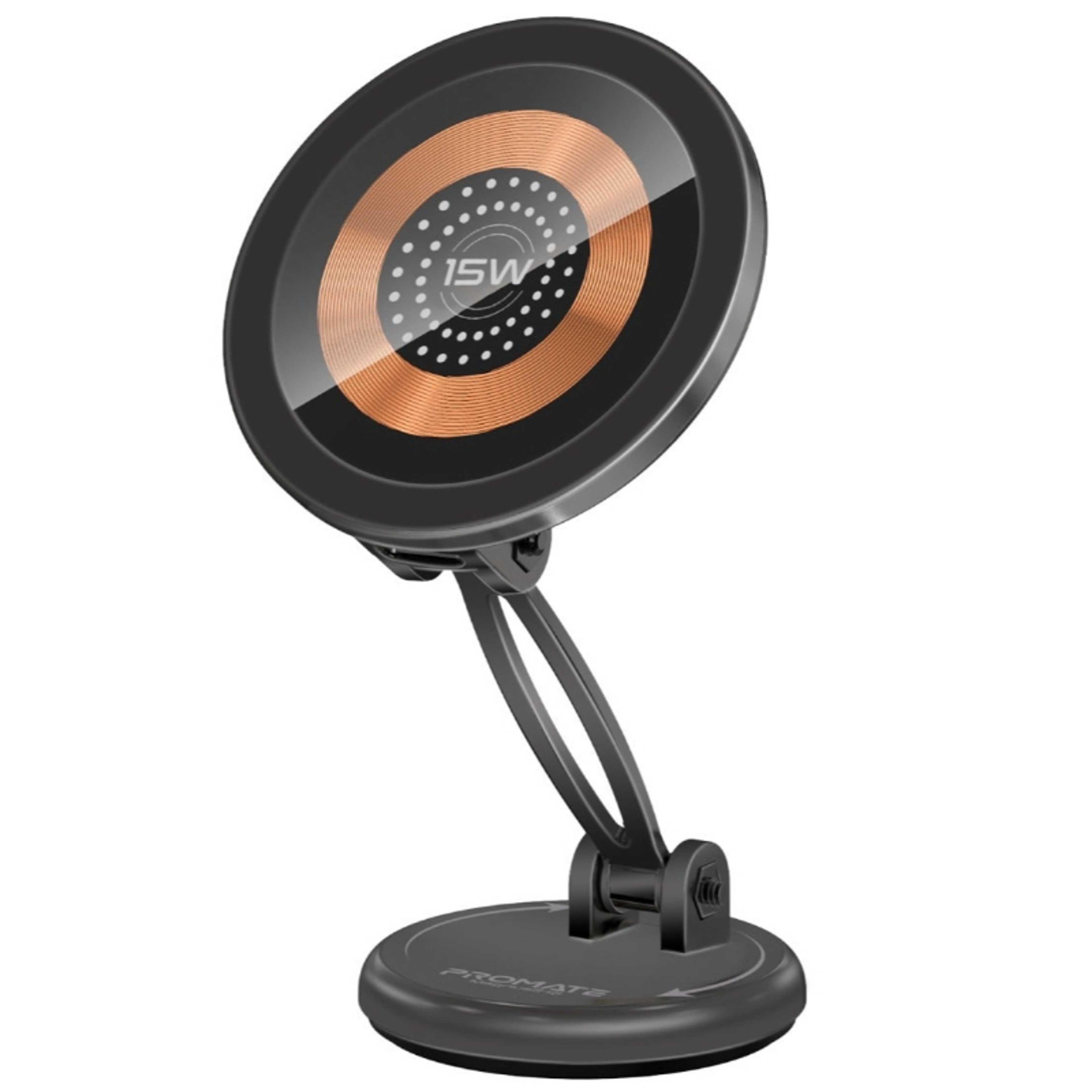 Magnetic Wireless Car Charger With Ultra-Fast MagSafe Transparent Charger 15W And 360 Degree Rotation Height Adjustment Black - Product Main Image
