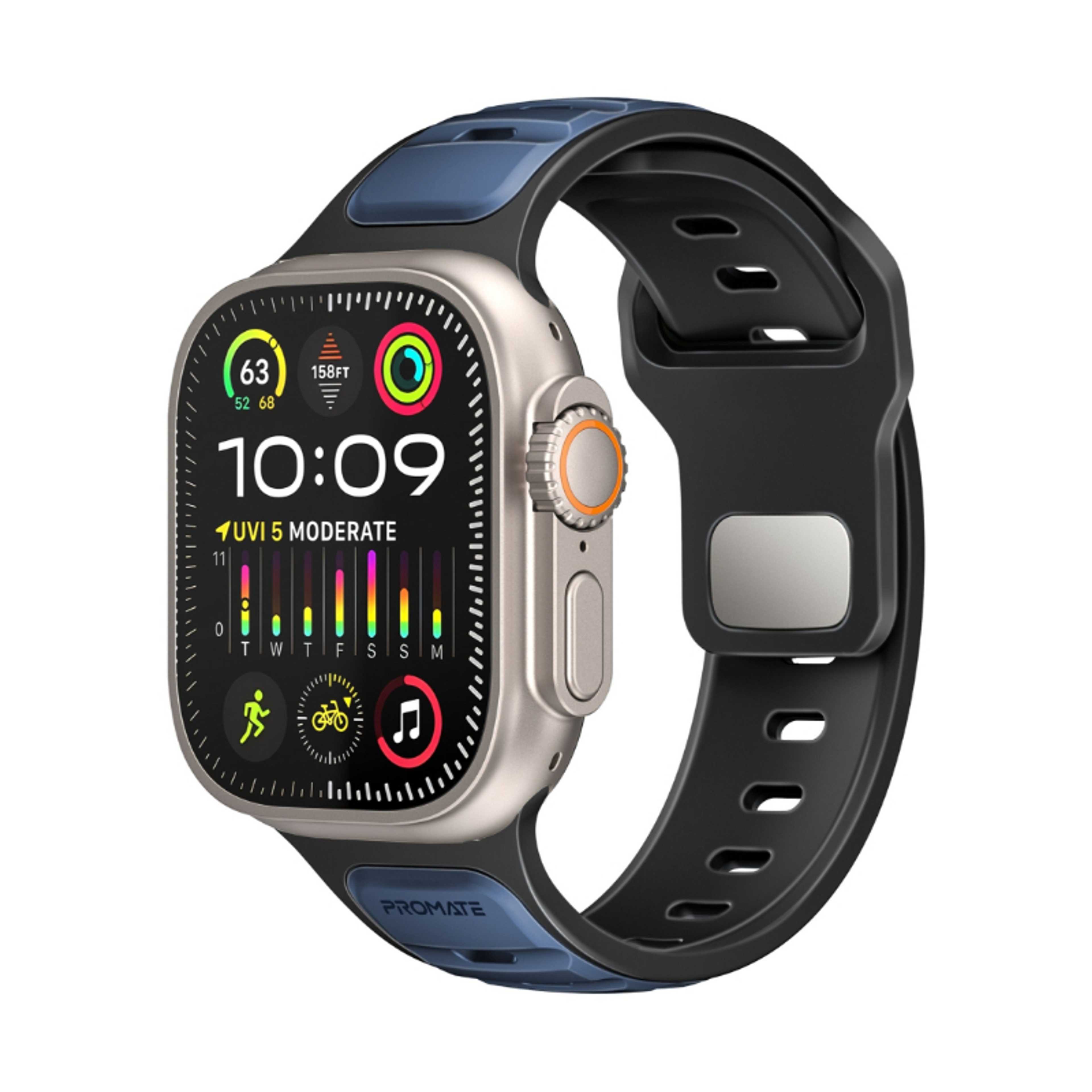 Dual-Colour Apple Watch Band with Dust-Proof UV Treated Surface, Rust-Resistant Stainless-Steel Buckle, Durable Silicone Construction, All Sizes Compatibility, SiliBand-DC Blue - Product Main Image