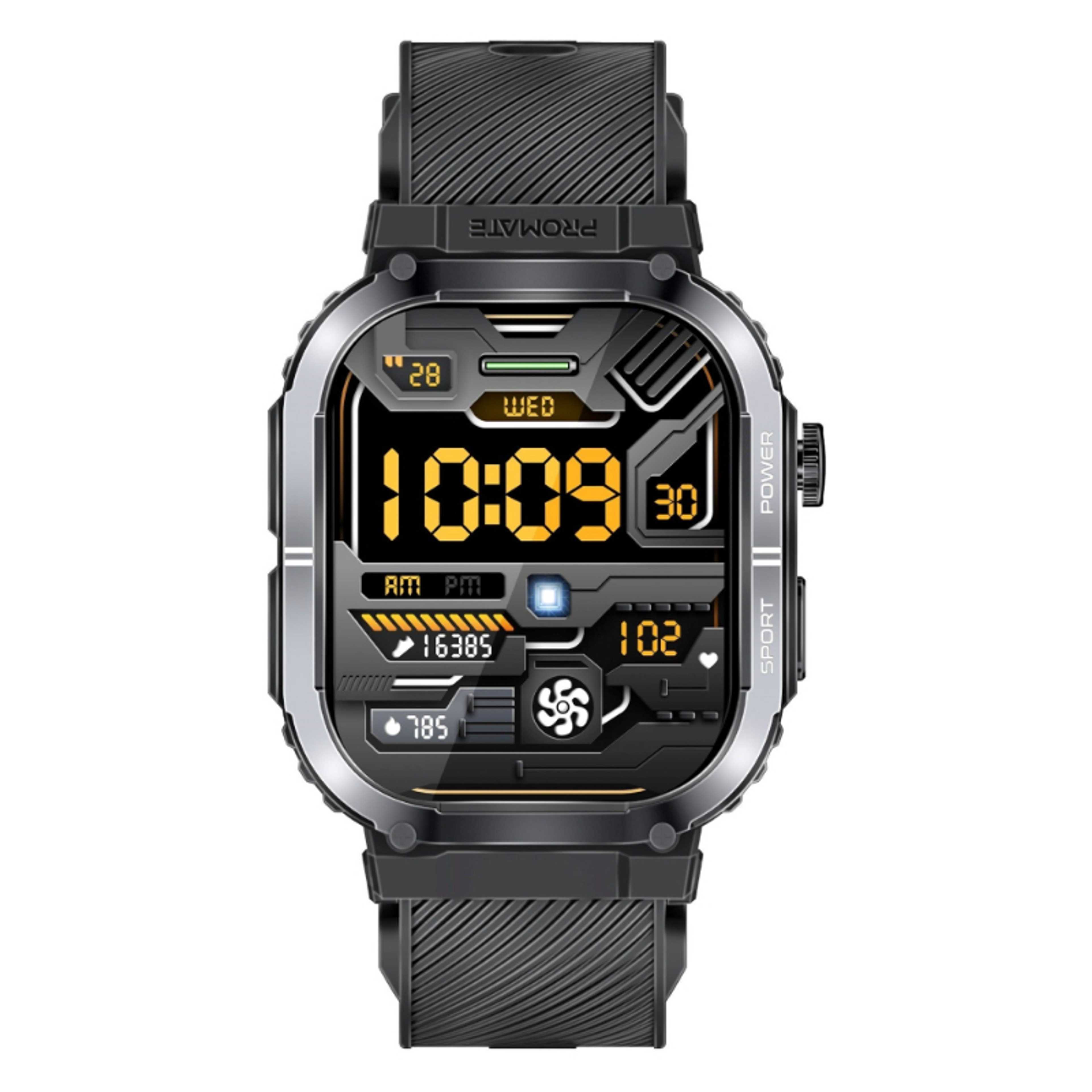 Smartwatch Designed for athletes to withstand tough conditions, SportFit™ technology and Bluetooth connectivity,  IP68 Water-Resistance, supports 100+ sports modes, with up to 10 days of battery life Black - Product Main Image