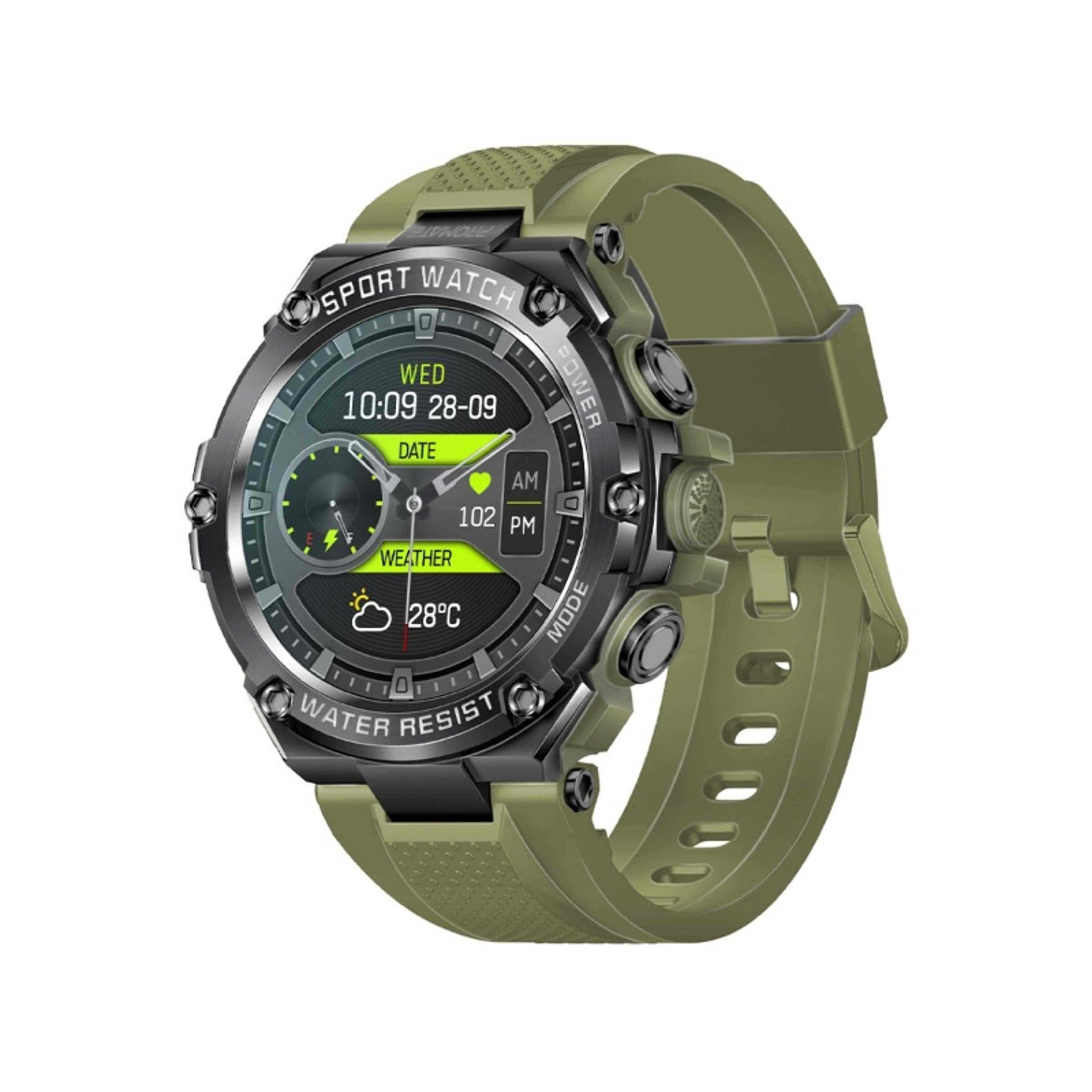 Fitness Tracker, Round-Screen Bluetooth 5.1 Smartwatch with 1.53” TFT Display, Speaker, E-Card Sharing, 80-Day Battery and IP67 Sweat Resistance, XWatch-R19 Green - Product Main Image
