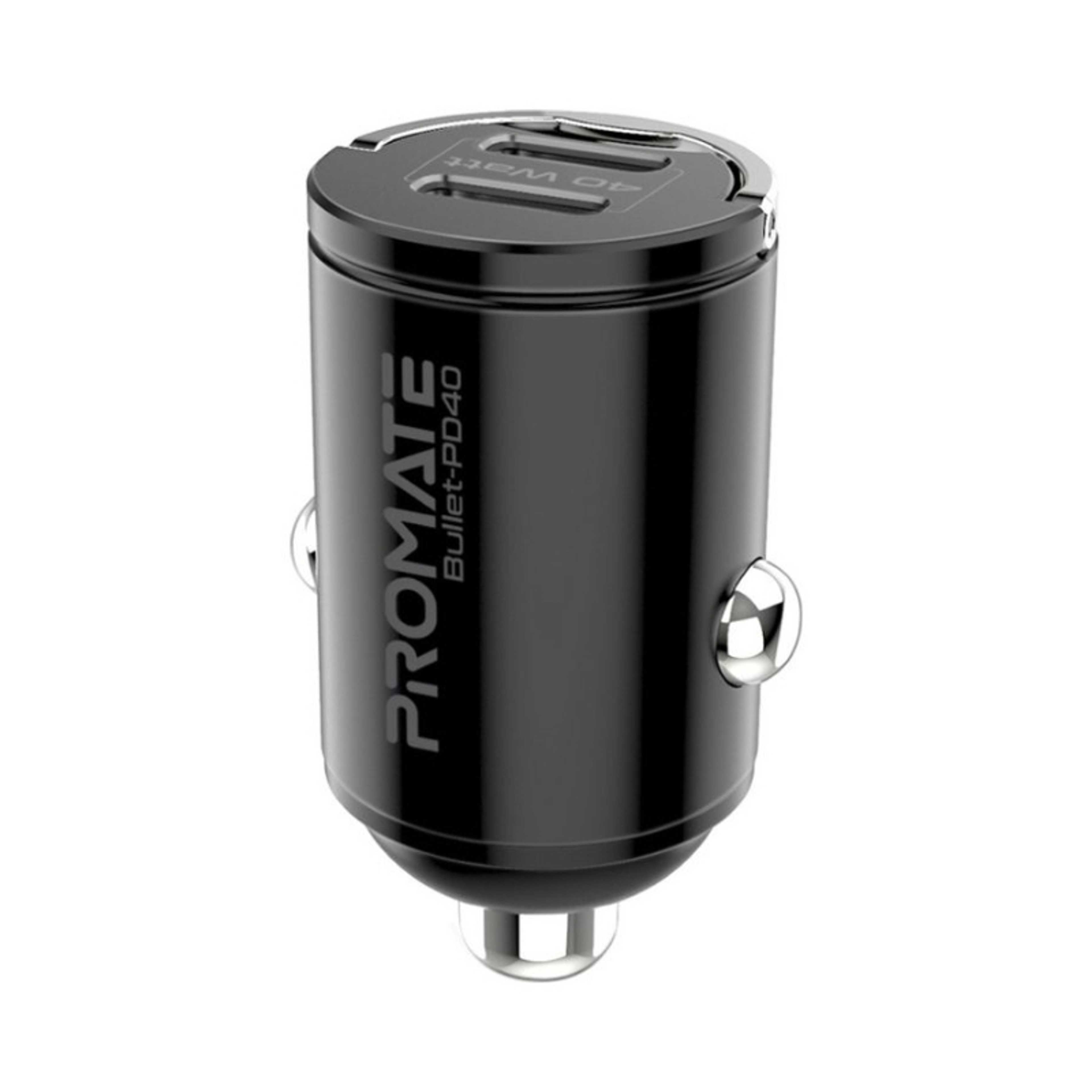 iPhone 15,Car Charger Ultra-Compact Fast 40W Power Delivery Adapter With Dual USB-C Ports Built-In Mini Handle Aluminum Alloy And Short-Circuit Protection,Galaxy S22 Black Black - Product Main Image
