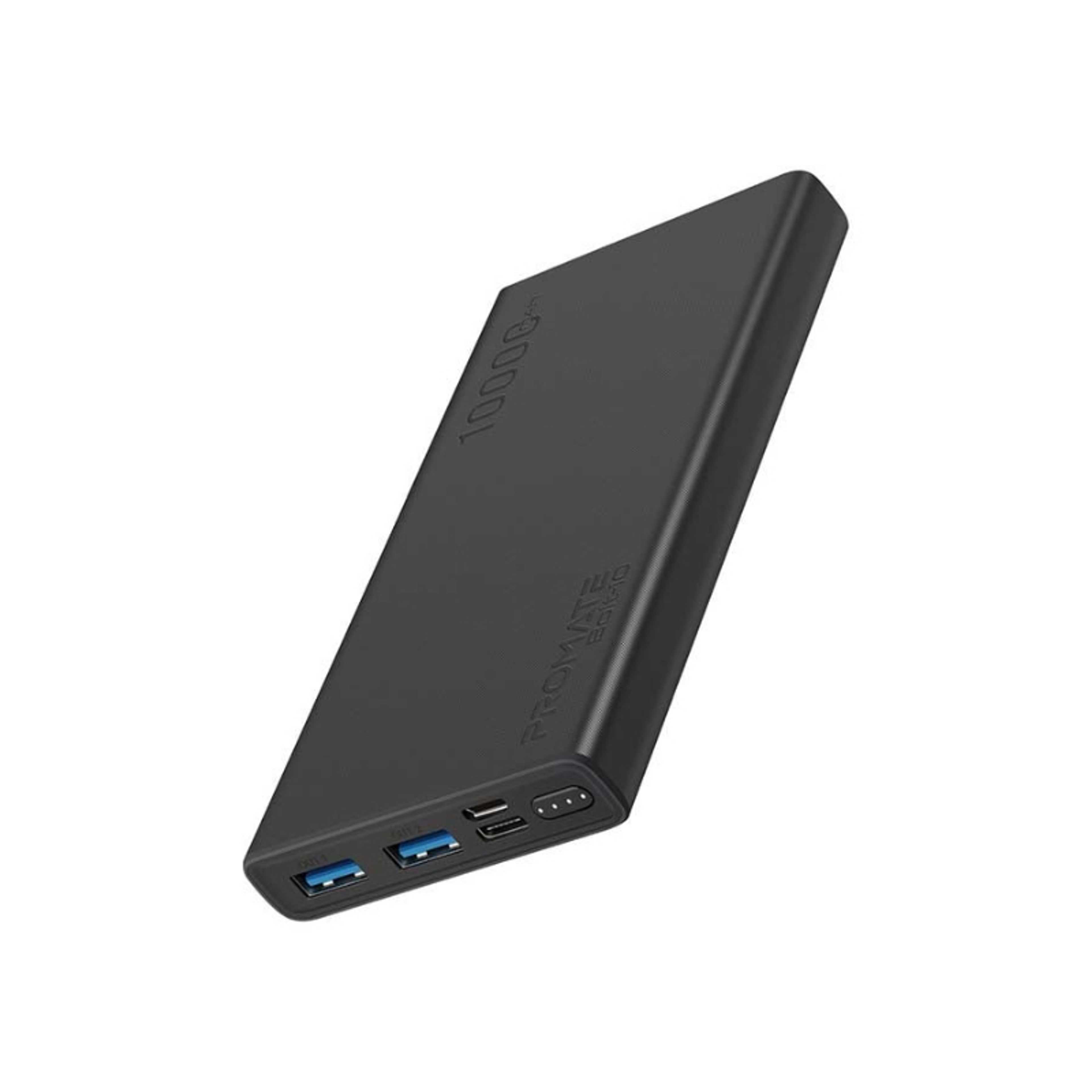 10000 mAh 10000mAh Compact Smart Charging Power Bank with Dual USB Output Black - Product Main Image