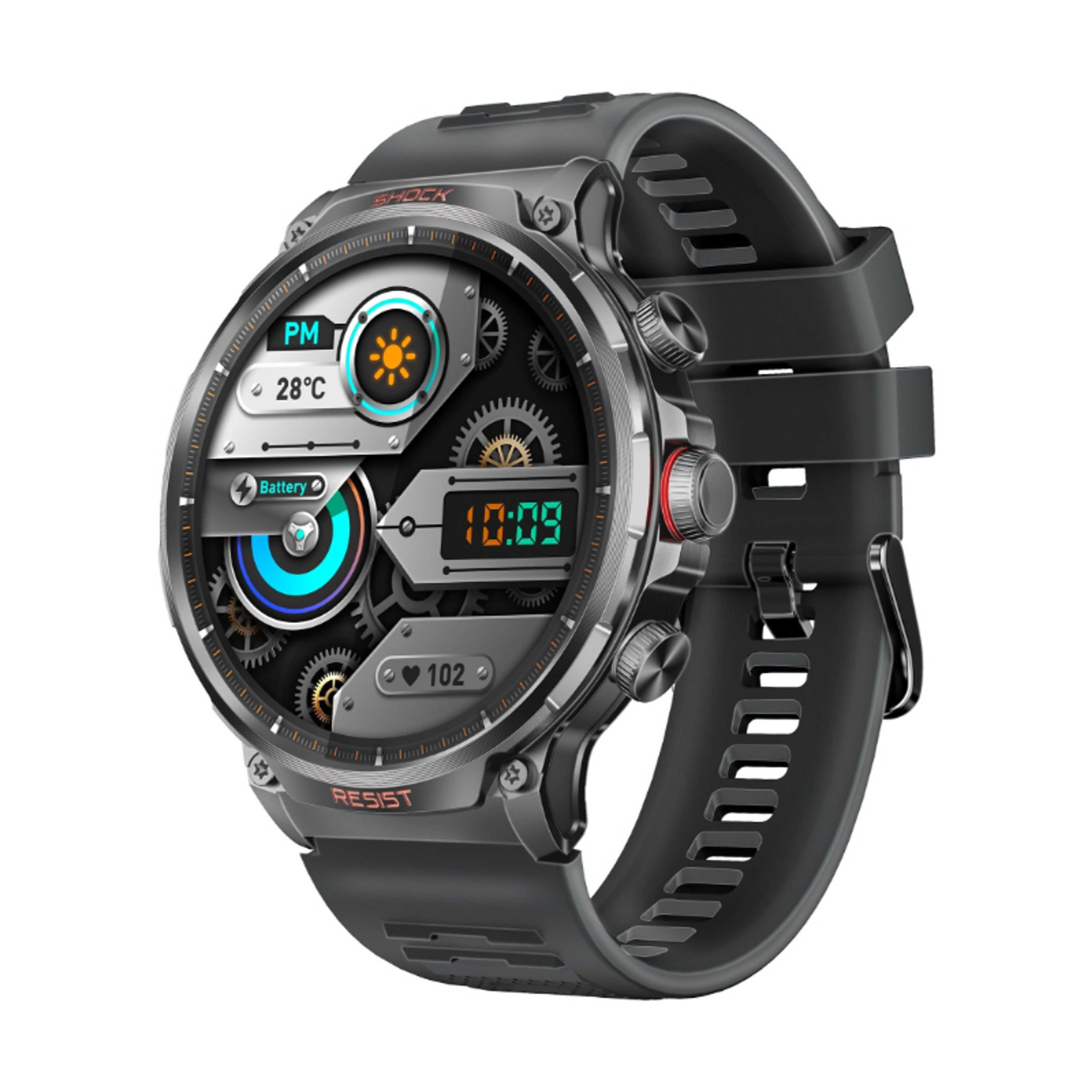 710 mAh Tough-Built Smartwatch with Round 1.85-Inch TFT Display, 100+ Sports Modes, Heart Rate Sensors, Blood Pressure Monitor, Bluetooth Calling, Sleep Tracker, IP67 Water Resistance, Durable Zinc Alloy Frame, XWatch-R20 Black - Product Main Image