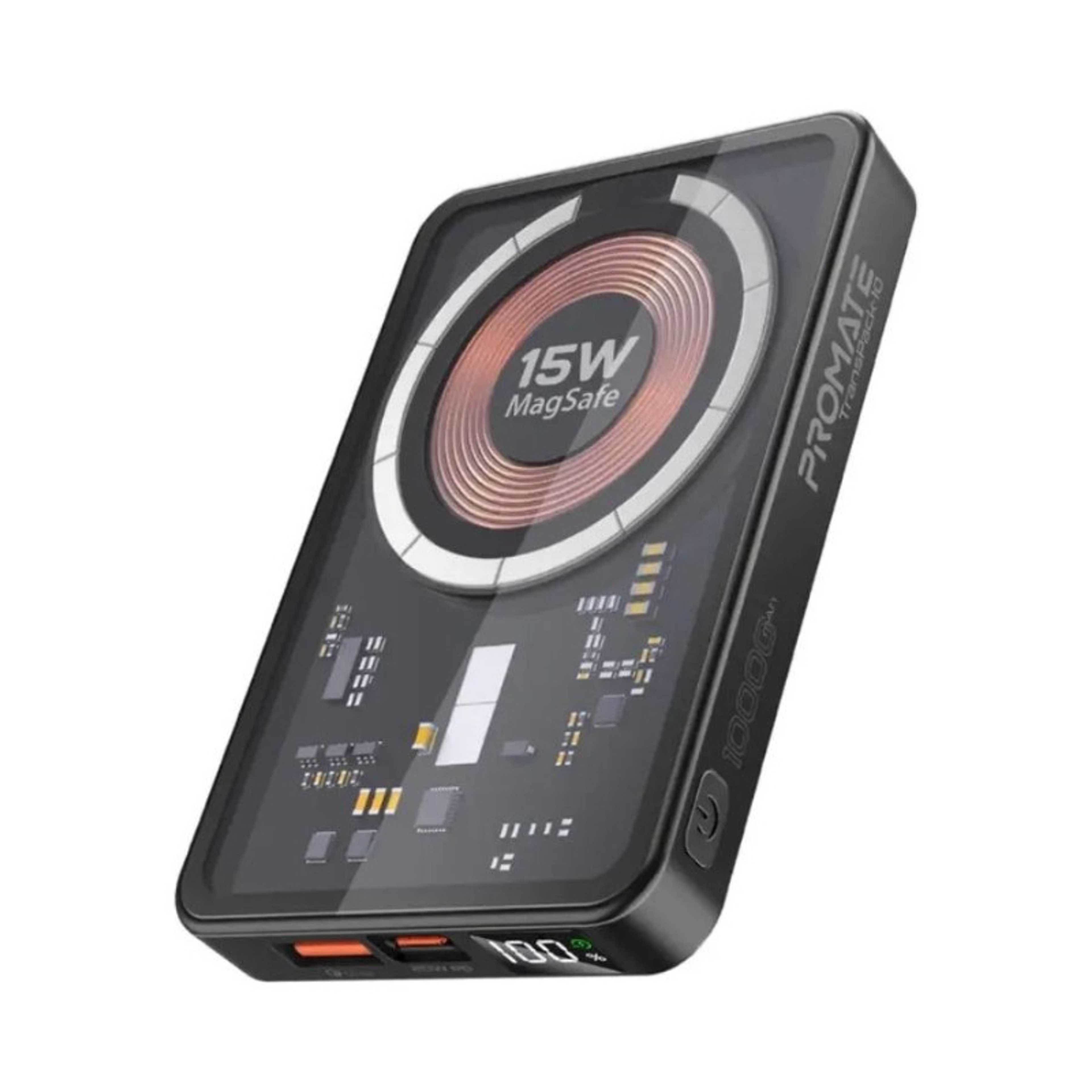 10000.0 mAh 10000mAh Transparent 15W Mag Safe Wireless Charging Power Bank Black - Product Main Image