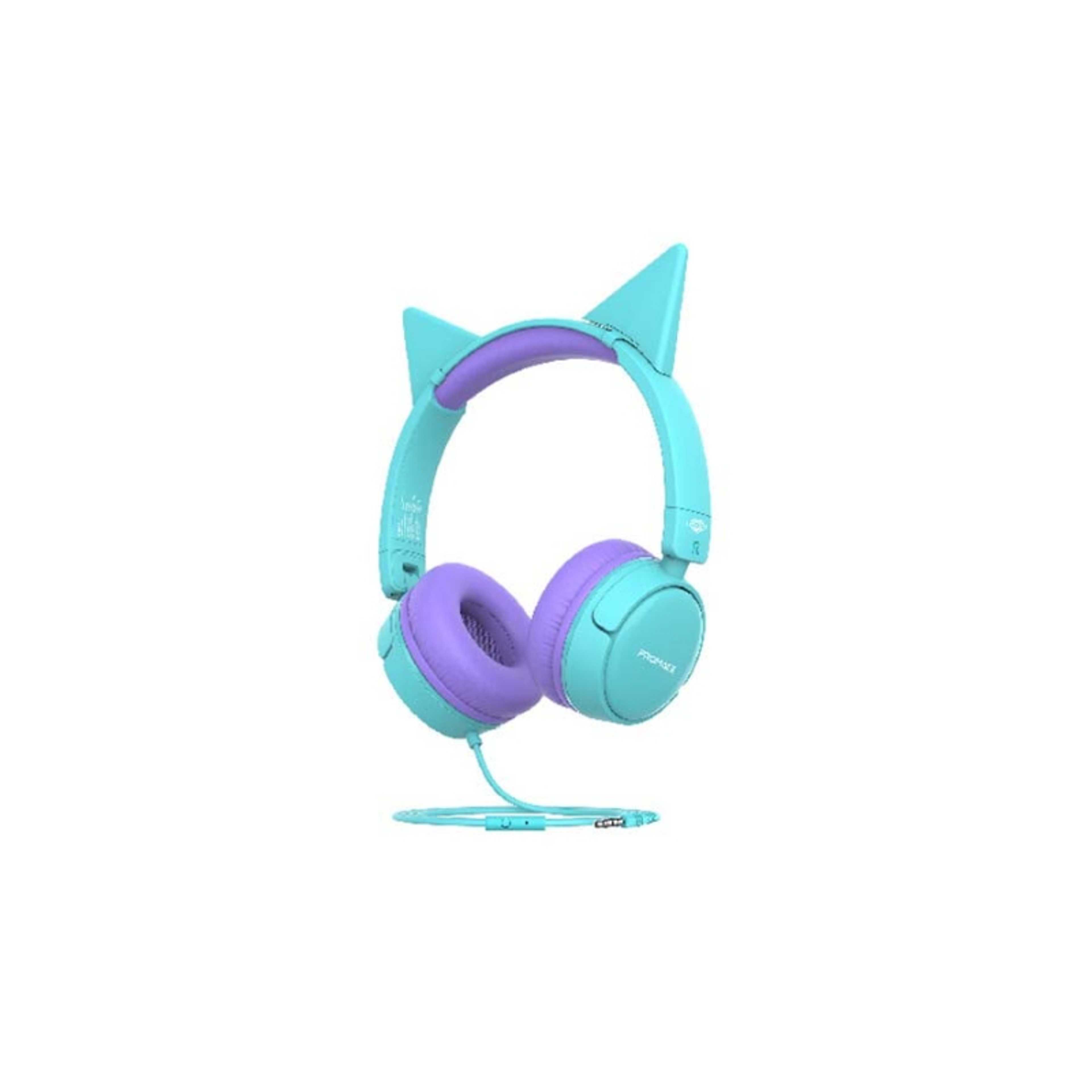 Wired Kids Headphones,Premium Detachable Cat Ear Kids Headset with Mic, 85dB to 95dB Sound Control,AUX Share Port and Soft Pads,for Smartphones,Laptops,Mp3 Player,Jewel Aqua - Product Main Image